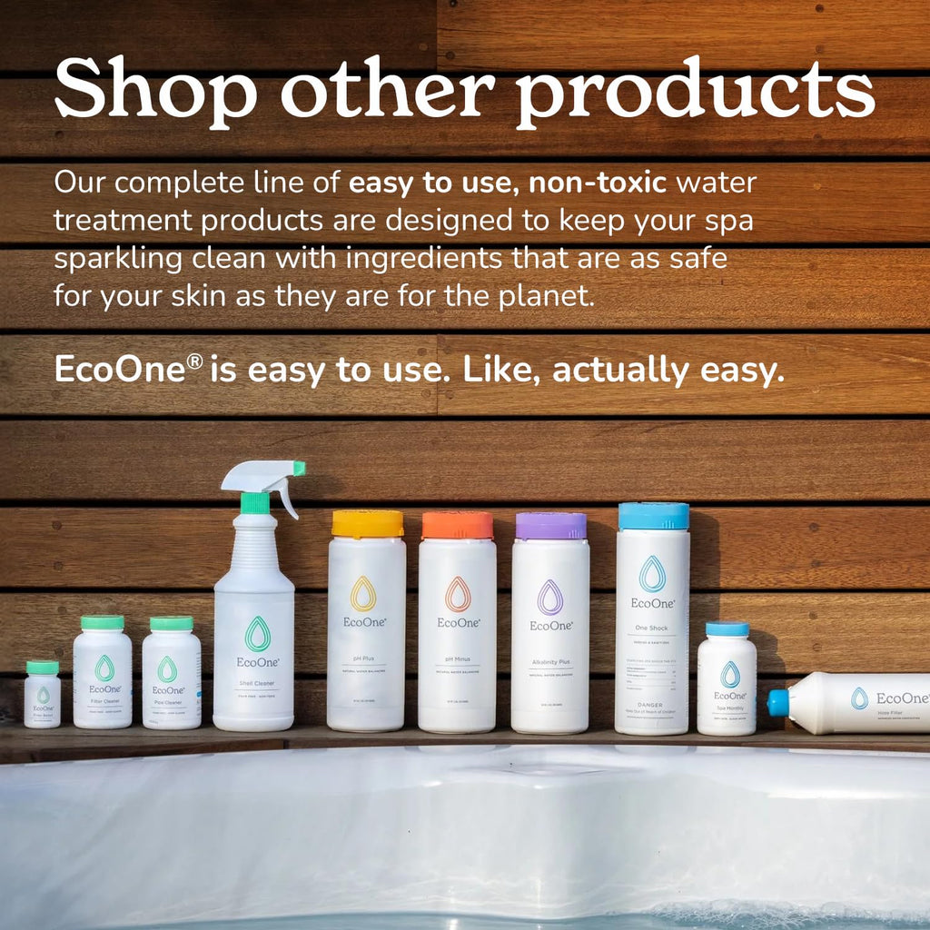 EcoOne Spa Monthly | Gentle All-Natural Spa Treatment | Conditioning Hot Tub, Pool, & Spa Cleaner | Above, In-Ground, or Inflatable Hot Tub Cleaner Stabilizes pH & Alkalinity, 8 Oz, (1-Pack)