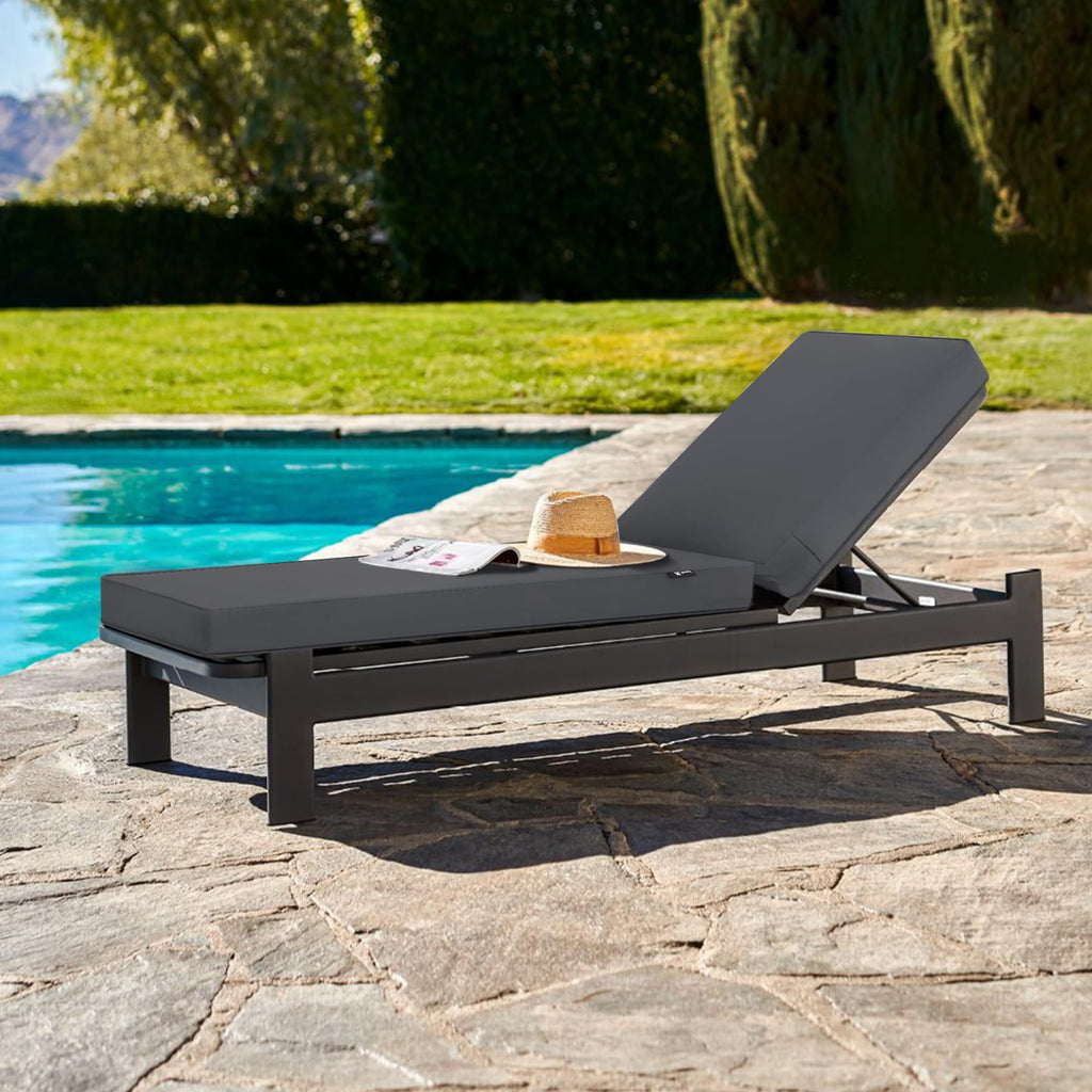 Favoyard Chaise Lounge Cushions Outdoor 72 x 21 x3 Inch Waterproof & 3-Year Fade Resistant Outdoor Lounge Chair Cushions with Removable Cover, Ties and Hidden Zipper for Patio Pool Lounge Chairs