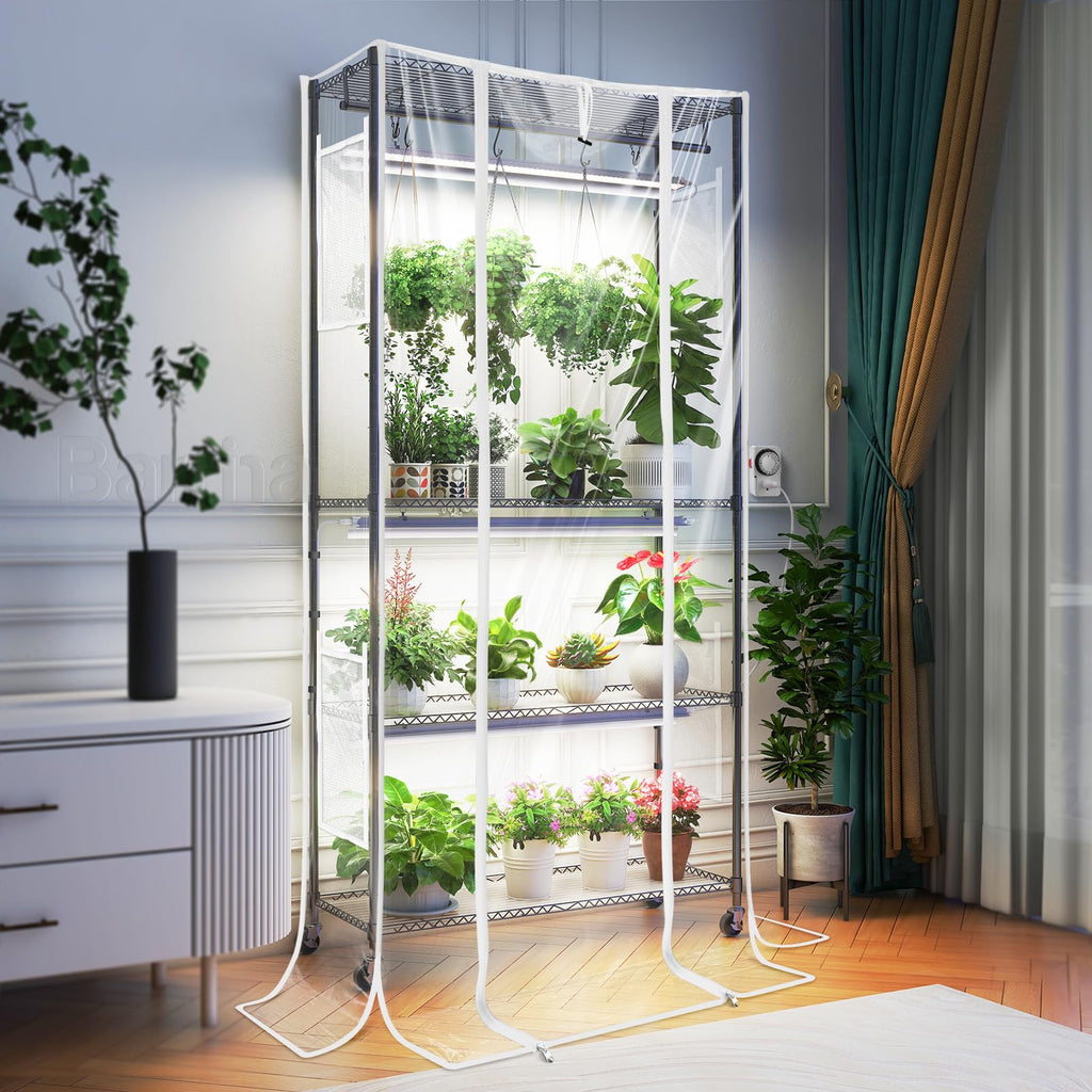 Barrina Indoor Greenhouse with Grow Light, with 40W Seed Starting LED Indoor Plant Light, Portable Mini Greenhouse with Timer for Seed Starter Tray, Seedling, Sprouting, Microgreens, 23x23x23IN