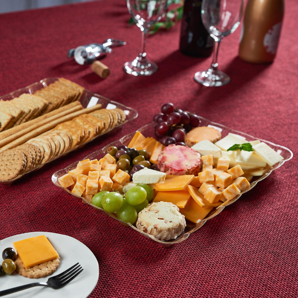 Plasticpro Plastic Serving Trays - Serving Platters Rectangle 9X13 Disposable Party Dish 4 Black Trays