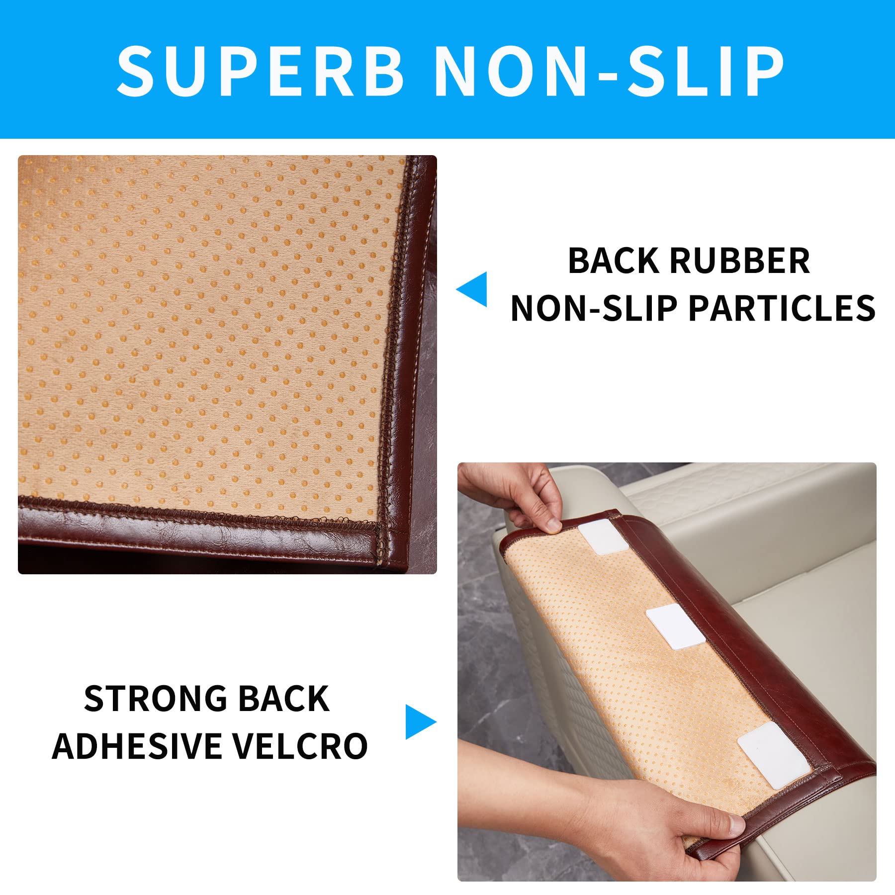 Non Slip Recliner Headrest Protector Washable Faux Leather Headrest Covers for Recliner Chair Waterproof Couch Head Rest Covers for Sofa,Furniture,Office Chair,Theater Seat (Beige)