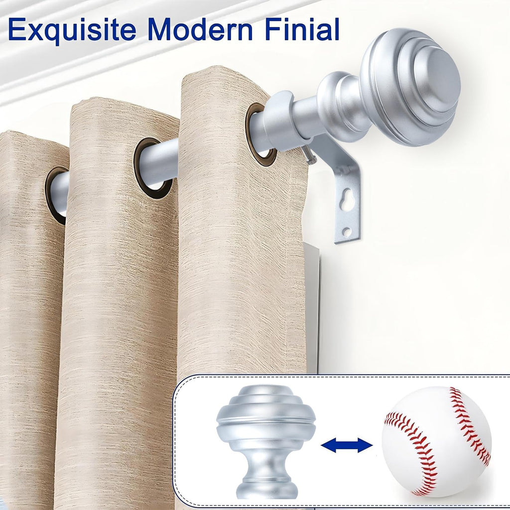Curtain Rods for Windows 48-84 inch,3/4 inch Heavy Duty Adjustable Decorative Curtain Rod with Modern Finials,Window Rods for Bedroom, Living Room,Patio and Kitchen