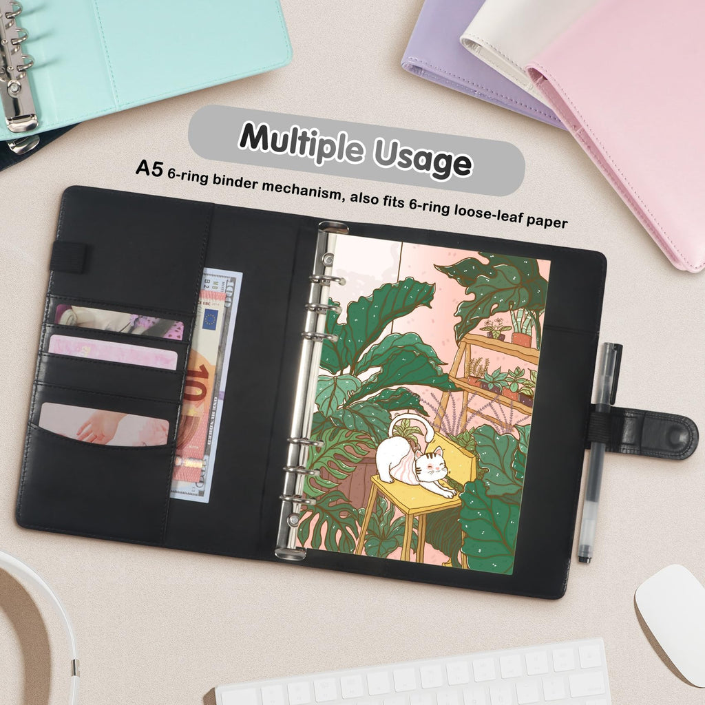 A5 Kpop Photocard Binder with 30 Pack 4-Pocket Card Pages, 6 Ring A5 Binder Card Collector Album with 240 Card Slots,PU Leather Binder Cover with Magnetic Buckle Closure for Organizing Trading Card