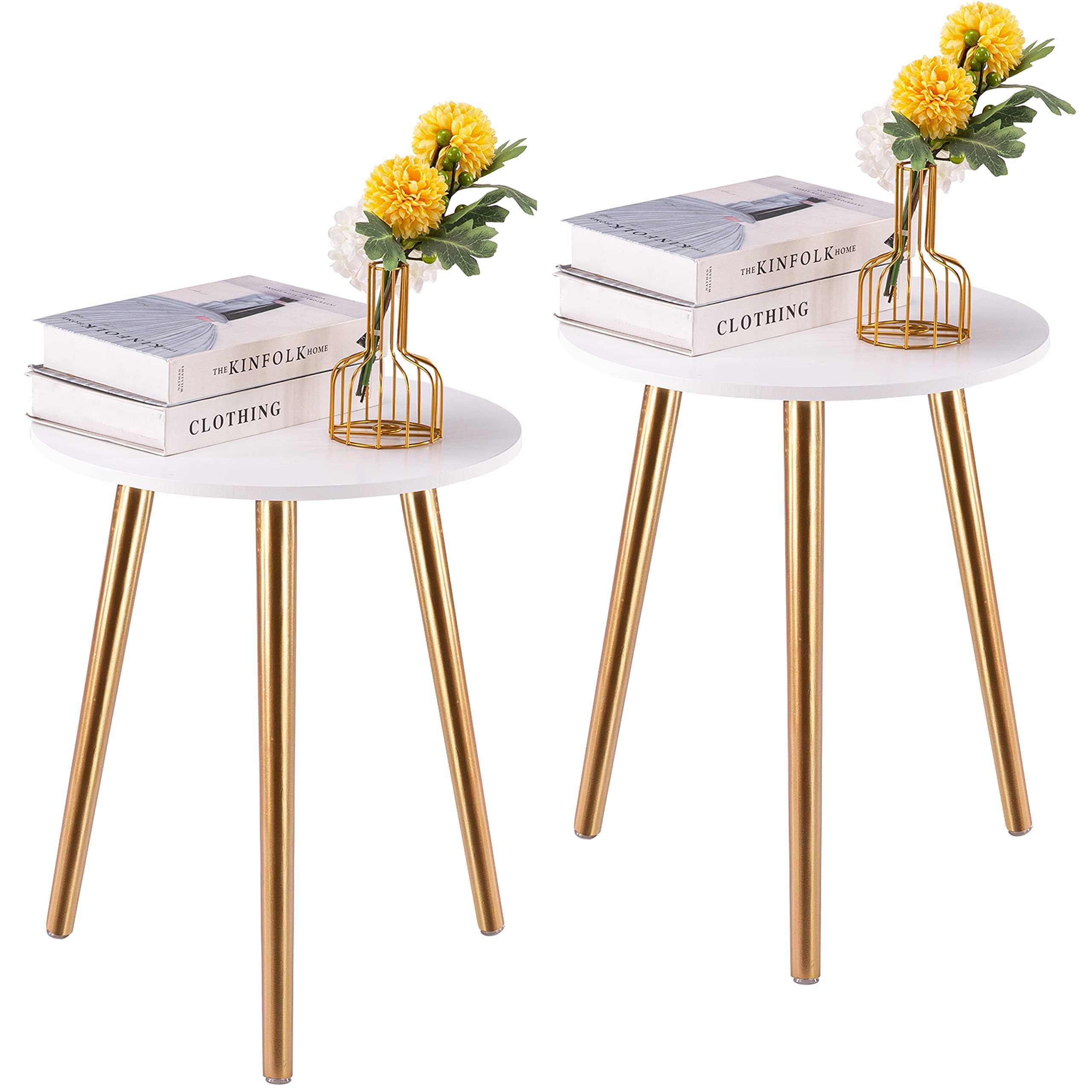 Apicizon Black Round Side Table, Black End Table Bedside Table Nursery with Wood Legs, Nightstand for Living Room, Bedroom, 16.5 x 20.5 Inches