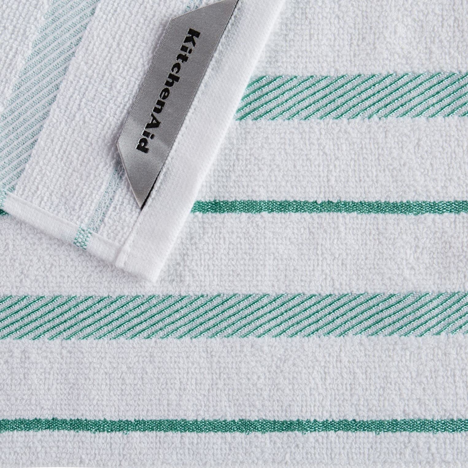 KitchenAid Albany Dishcloth 8 Pack Set, Aqua Sky/White, 12"x12"