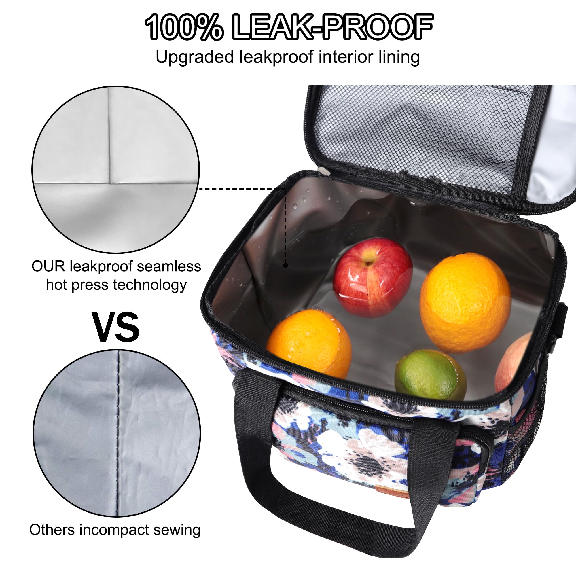 Femuar Lunch Bags for Women/Men, Insulated Lunch Bag for Work Office Picnic - Large Lunch Cooler Bag Leakproof Lunch Box with Adjustable Shoulder Strap for Adults - Grey (15L)