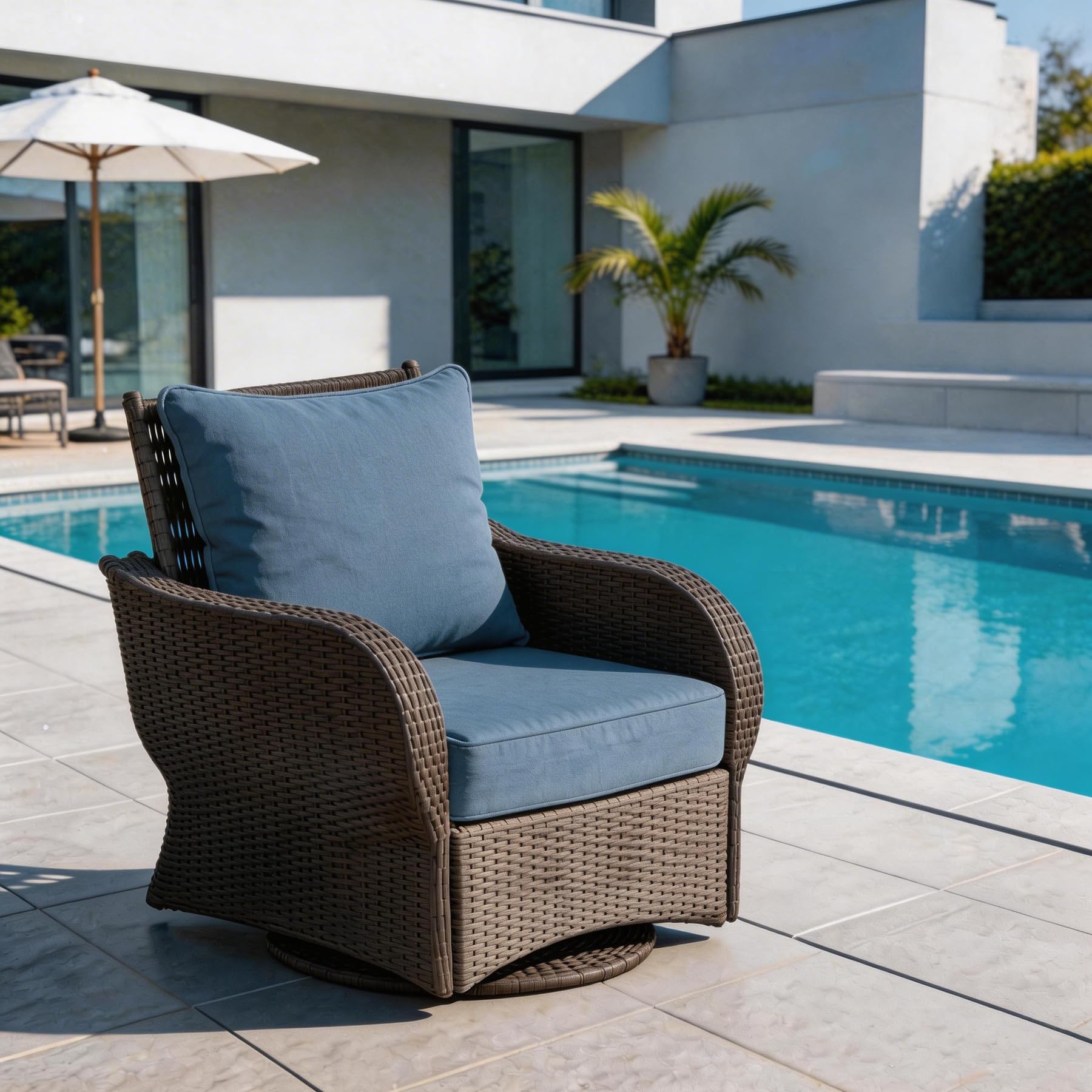 COZYVIDA 5.1" Thick Outdoor Patio Cushions Set of 2, 22"x24"x5.1" Seat, C0 Water-Resistant Breathable Fabric, UV-Resistant 1000+ Hrs, 35D Foam with Recycled Fiber Fill,Beige