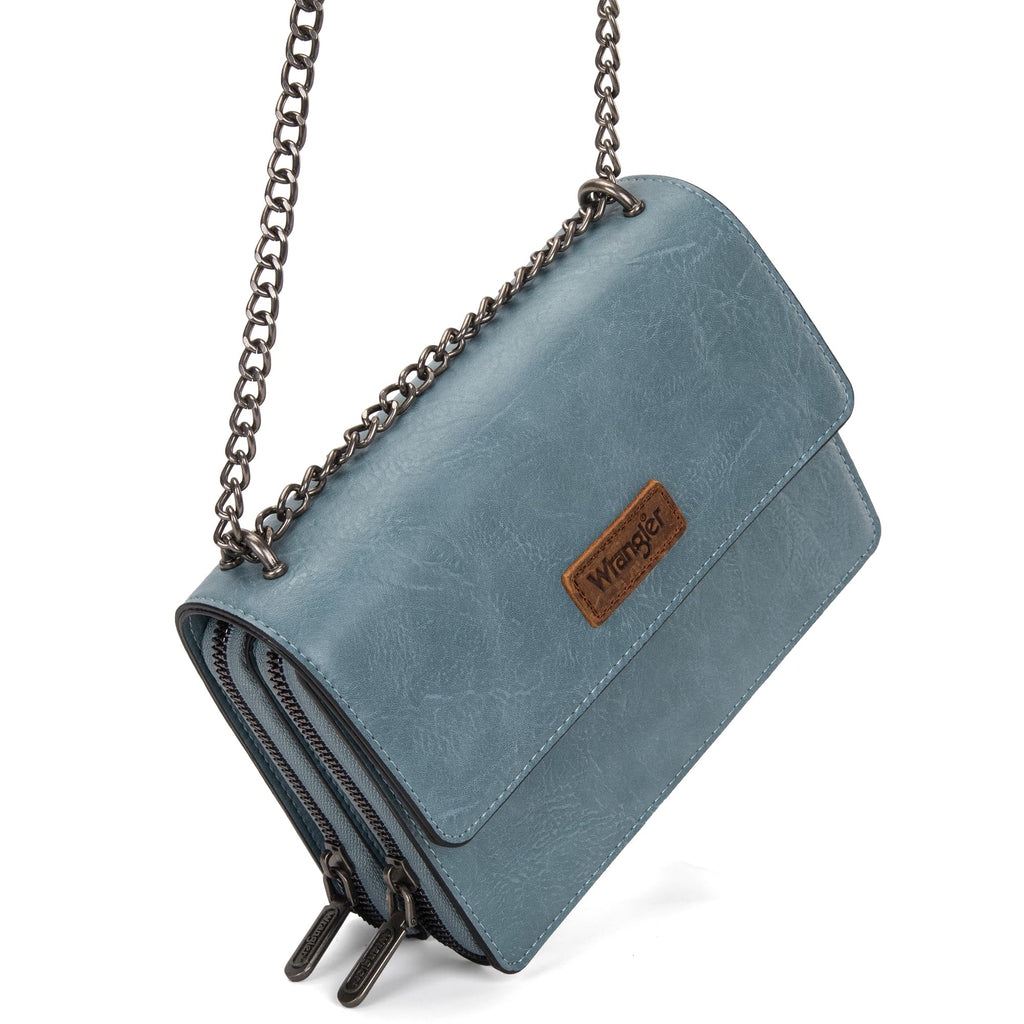 Wrangler Flap Crossbody Purse for Women Shoulder Bag Vintage Wallets with Chain Strap