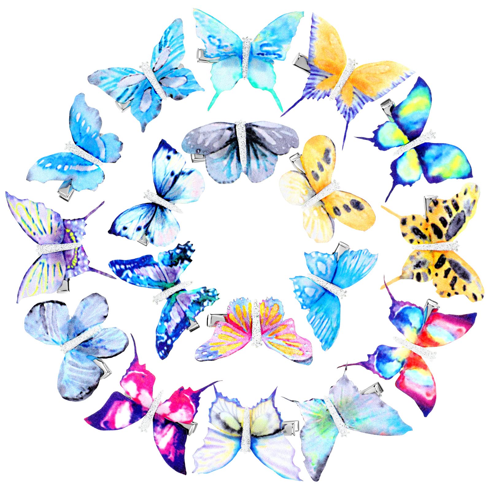 Boao 18 Pieces Glitter Butterfly Hair Clips for Girls Teens Women Hair Accessories (Bright Style)