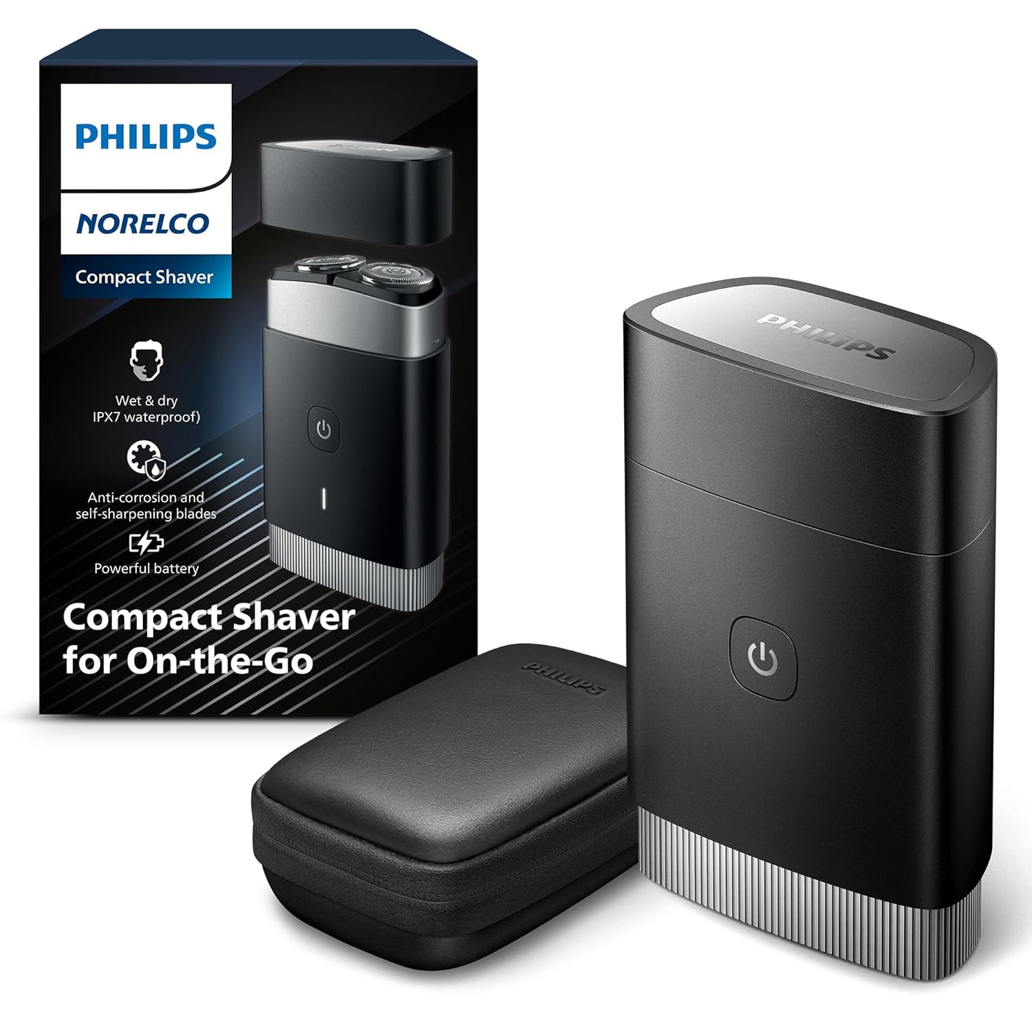Philips Norelco Portable Shaver, On-The-Go Wet and Dry Electric Shaver, ComfortCut Blade System, 3D Floating Heads, Compact Design, Powerful Battery, Model PQ888/81