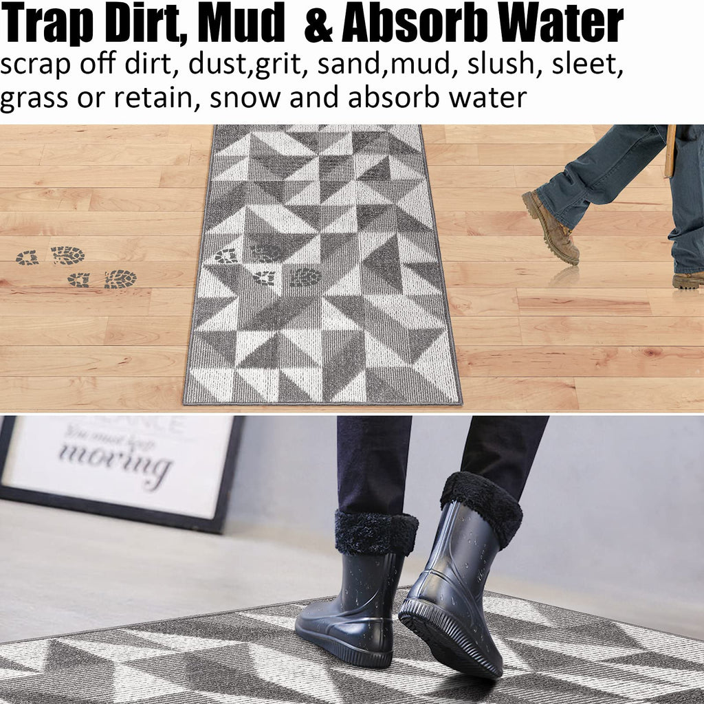 Indoor Doormat 24"x 36", Absorbent Front Back Door Mat Floor Mats, Rubber Backing Non Slip Door Mats Inside Mud Dirt Trapper Entrance Door Rug Carpet, Machine Washable Low Profile-Brown Time Cloister
