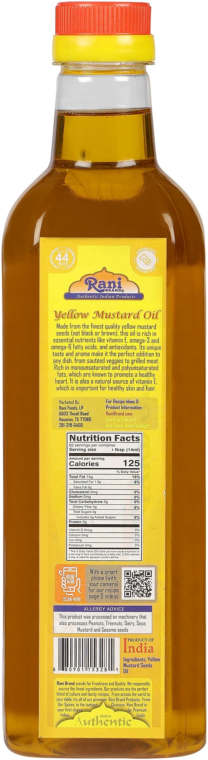 Rani Premium Oils Combo Set of 3 - Peanut Oil, Mustard Oil, Sesame Oil 16.9 Ounce (500ml) ~ Cold Pressed | 100% Natural | Kosher | NON-GMO | Vegan | Gluten Free