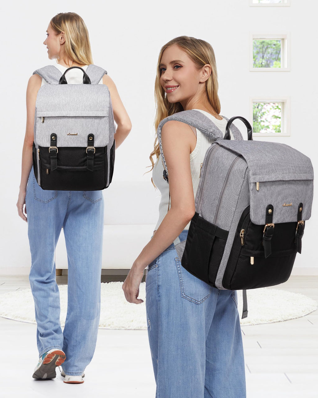 LOVEVOOK Laptop Backpack for Women, 15.6 Inch Vintage Travel Backpack Purse – Airline Approved Large Computer Bag, Lightweight for Nurse Teacher