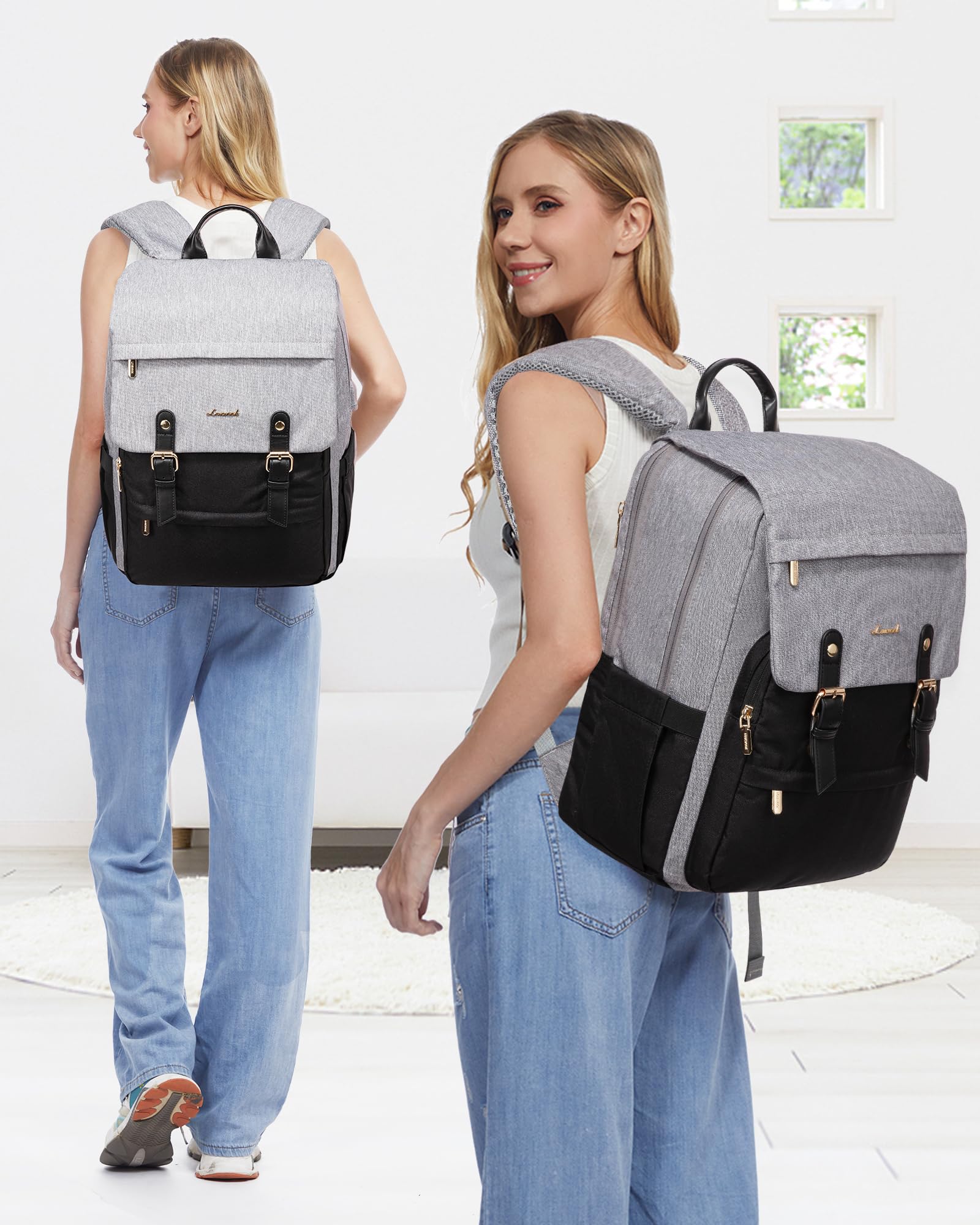 LOVEVOOK Laptop Backpack for Women, 15.6 Inch Vintage Travel Backpack Purse – Airline Approved Large Computer Bag, Lightweight for Nurse Teacher