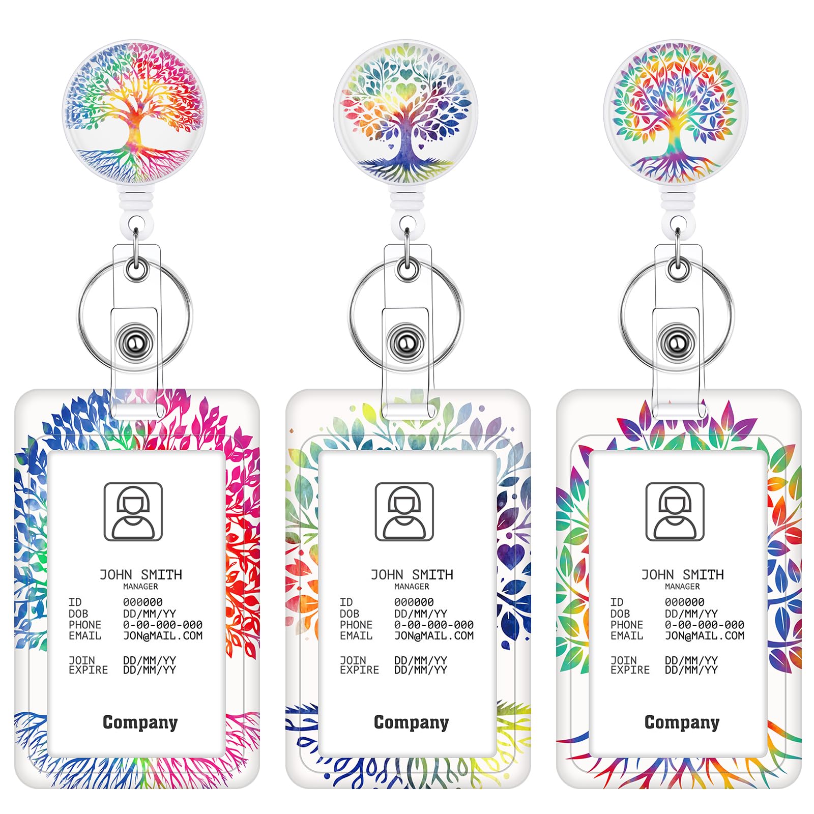 3 Set Badge Holder Retractable Reel Bloom ID Badge Holders with Clip Cute Name Badge Holders for Teacher Nurse Doctor Student Office Workers