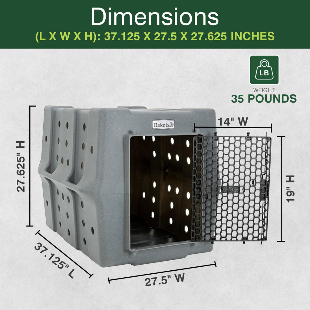 Dakota 283 Canine Rough and Tough Economy Dog Crate w/ Removable Two-Way Door - Heavy Duty Outdoor Kennel for Medium Breed Dogs (Coyote Granite, Intermediate)