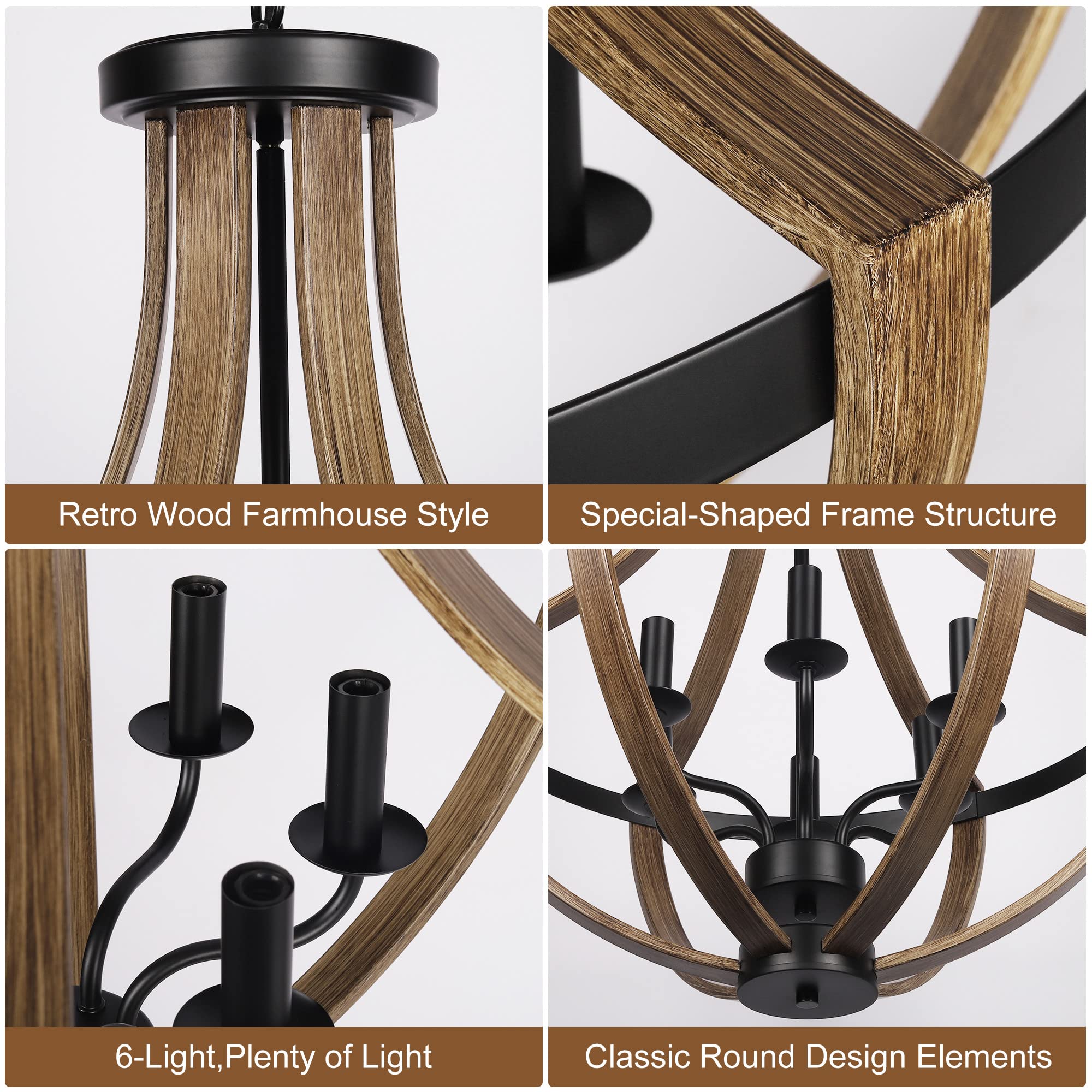 13.1" Modern Farmhouse Hanging Pendant Lighting, 4-Light Rustic Interior Flush Mount Ceiling Light Fixture, Vintage Chandelier for Hallway Foyer Dining Room Entryway Kitchen Island Bedroom