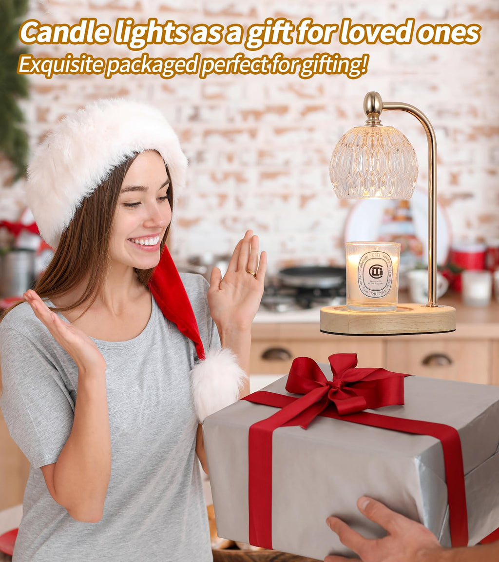 MEIXISUE Candle Warmer Lamp with Timer and Dimmer,Electric Amber Light Gifts for Women Melt Wax Warmer Lamp with 2 Bulbs for Candle Jars House Warming New Home Decor