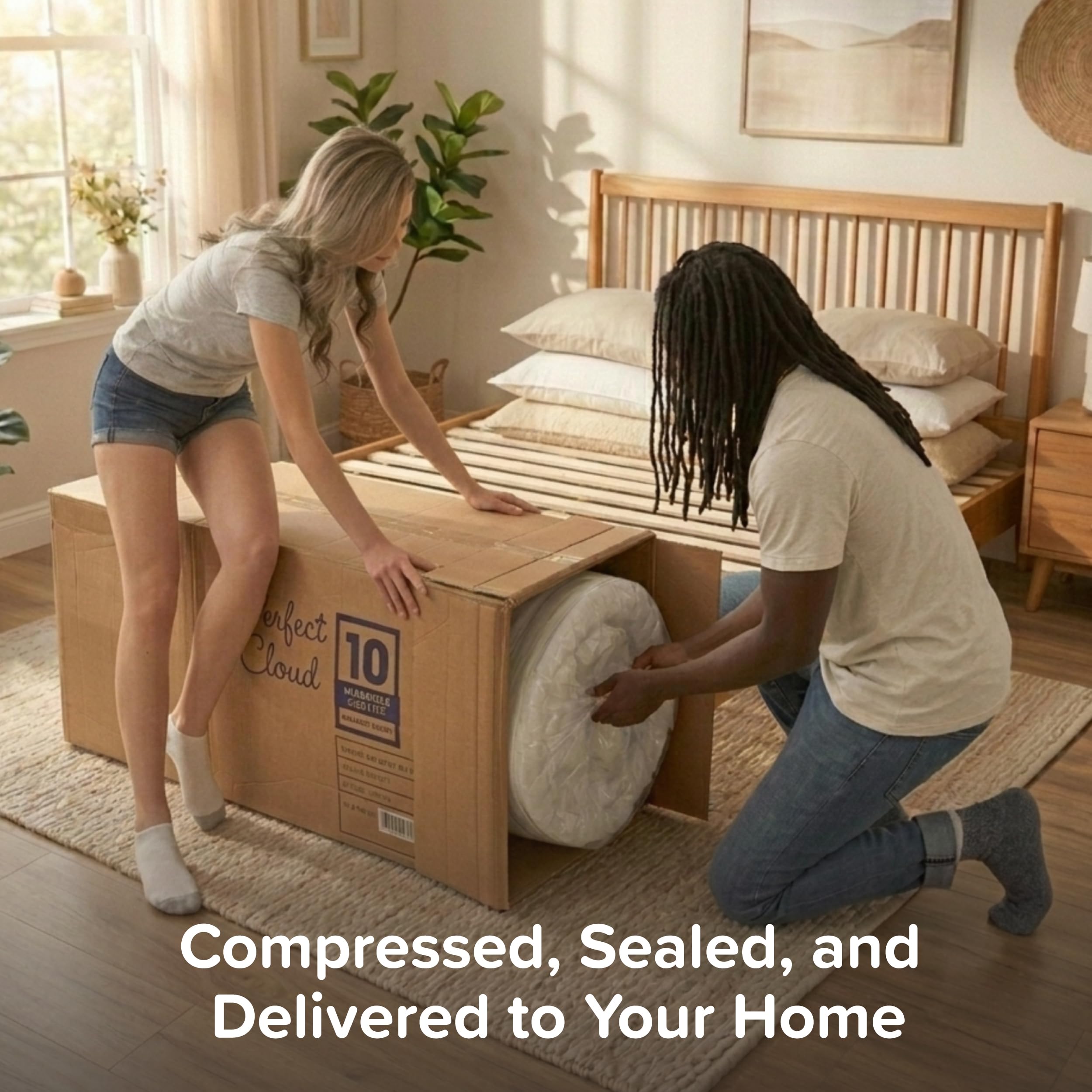 Perfect Cloud UltraPlush Full Mattress - 10 Inch Cooling Gel Memory Foam, Charcoal-Infused, Pressure Relief, Motion Isolation, Bed in a Box, Made in USA