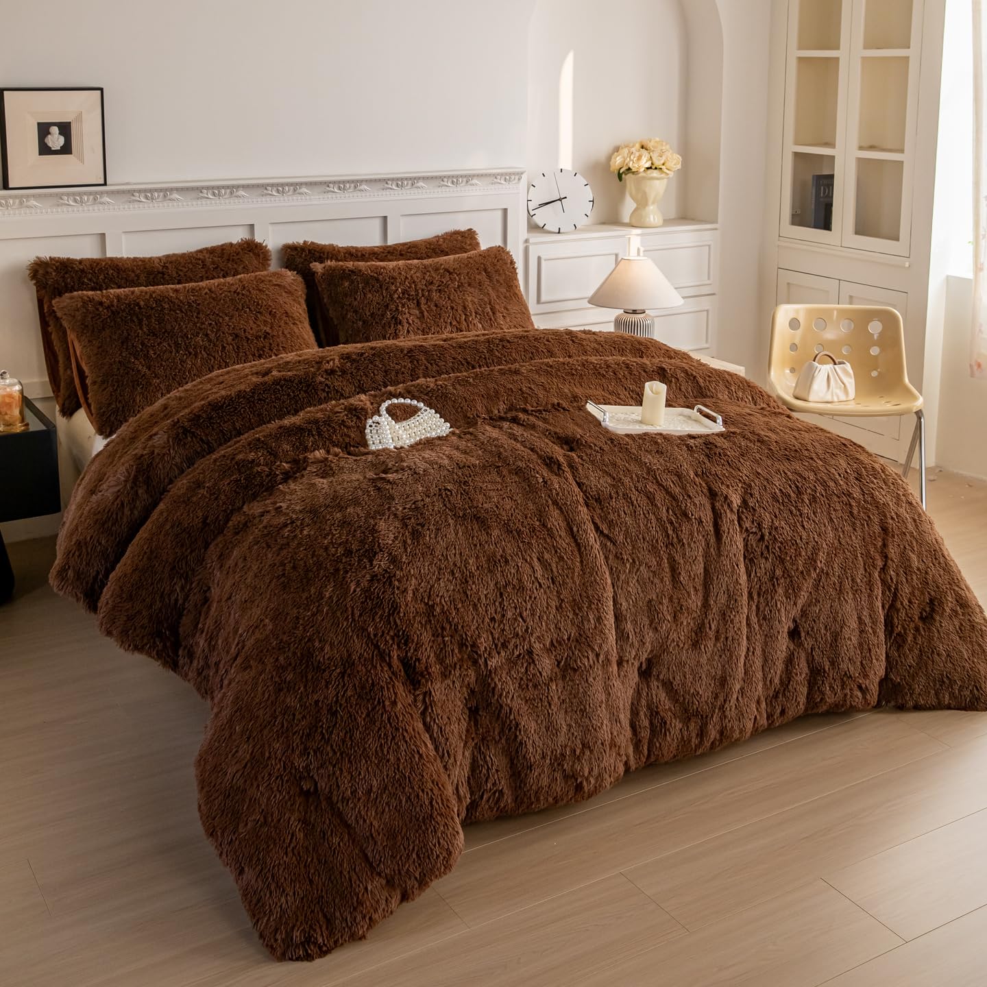 Faux Fur Kids Girls Purple Rainbow Comforter Sets Twin/Full - 3PC Bed Set Warm Comfortable Soft Plush Flannel Velvet Fluffy Fuzzy Bedding（Comforter x 1 Pillowcases x 2）