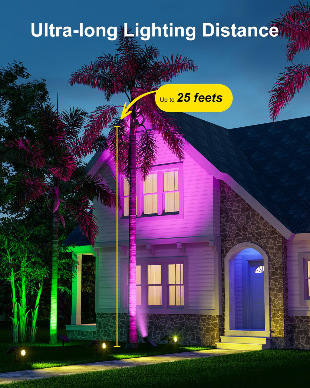 Solar Power Spot Lights Outdoor Waterproof for Christmas Decorations, Flag, Tree, Wreath, Santa Claus, Snowman, Bright LED Landscape Lamp Uplights for Outside Garden, Yard, Patio, Sidewalk,Warm White
