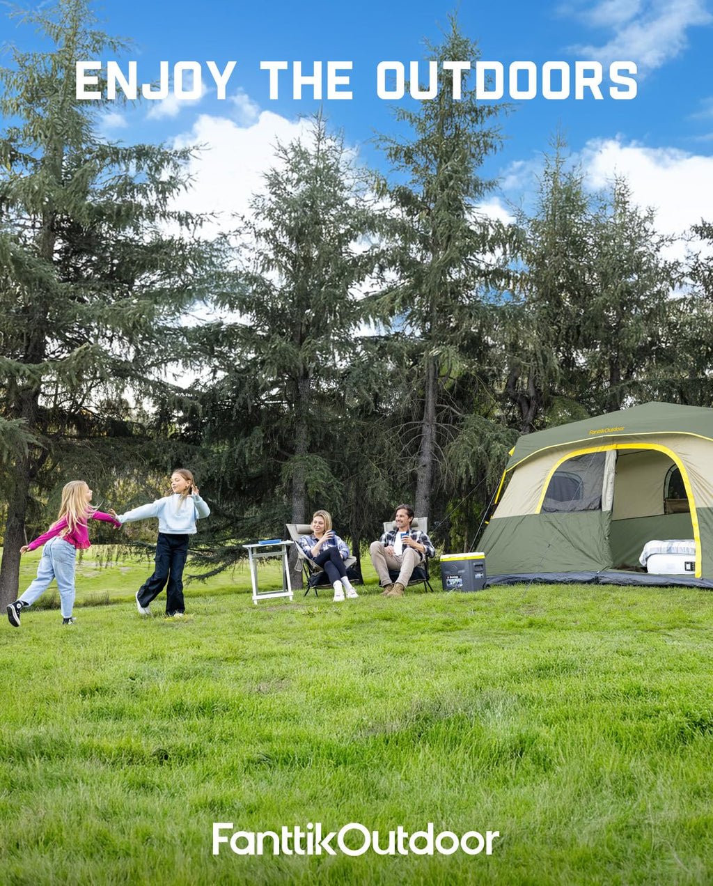 FanttikOutdoor Camping Tent 4/6/8/10 Person Instant Cabin Tent Setup in 60 Seconds with Rainfly & Windproof Portable with Carry Bag for Family Camping & Hiking, Upgraded Ventilation, Navy Blue