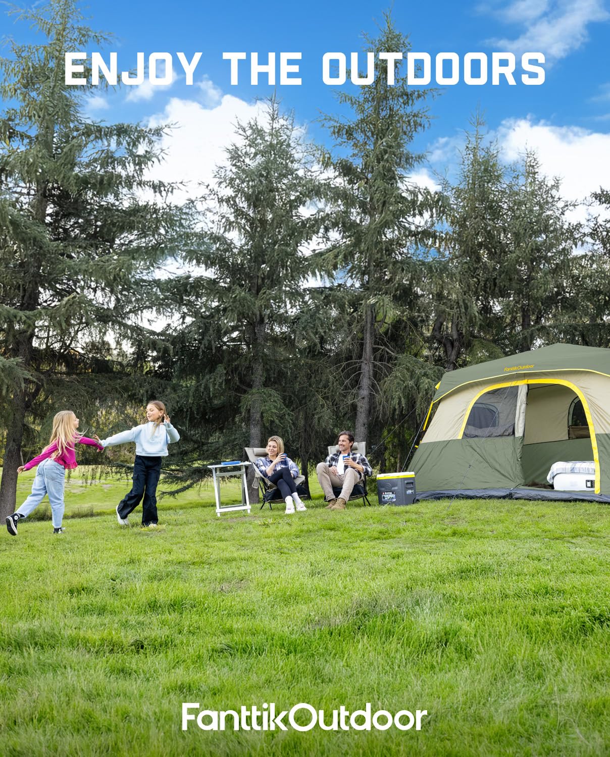 FanttikOutdoor Camping Tent 4/6/8/10 Person Instant Cabin Tent Setup in 60 Seconds with Rainfly & Windproof Portable with Carry Bag for Family Camping & Hiking, Upgraded Ventilation, Navy Blue