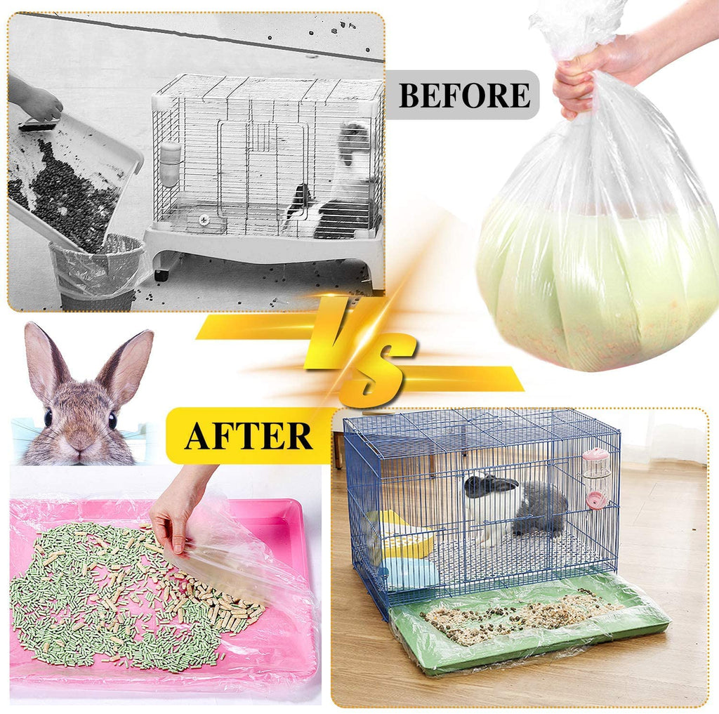 30 pcs Disposable Cage Liners, Clear Plastic Rabbit Cage Liner Bag, Universal Toilet Film for Bunny, Hamster, Totoro, Hedgehog, Guinea Pig and Small Animals(30pcs, 47in)