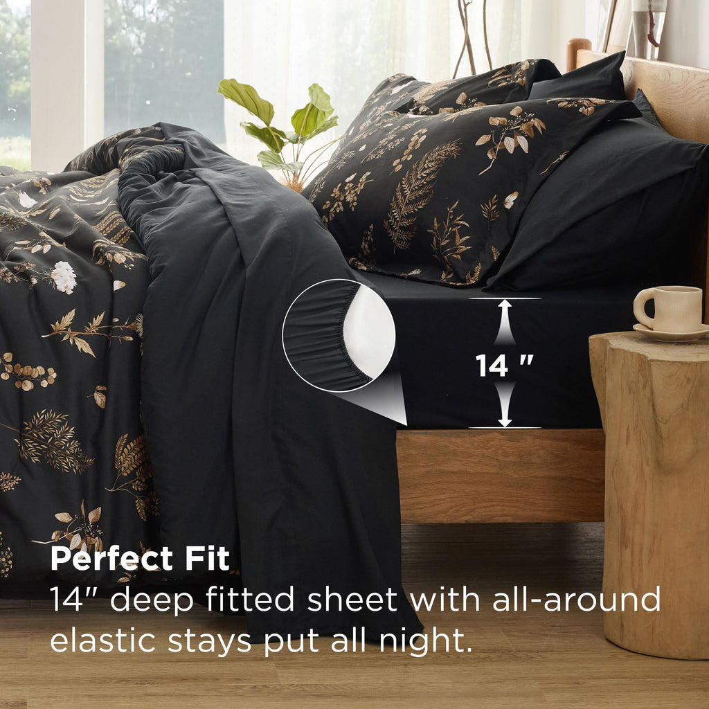 Bedsure Twin Comforter Set - 5 Pieces Floral Sage Green Soft Bedding Sets, Twin Bed in a Bag with Botanical Flowers Comforter, Sheets, Pillowcase & Sham