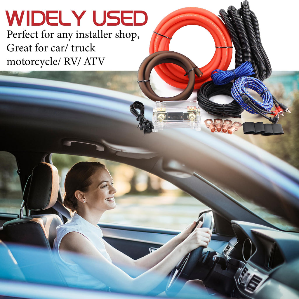 0 Gauge Amp Wiring Kit,3000 Watt Amplifier Sub Installation Kit Make Connections and Brings Power to Your Radio,Subwoofers and Speakers