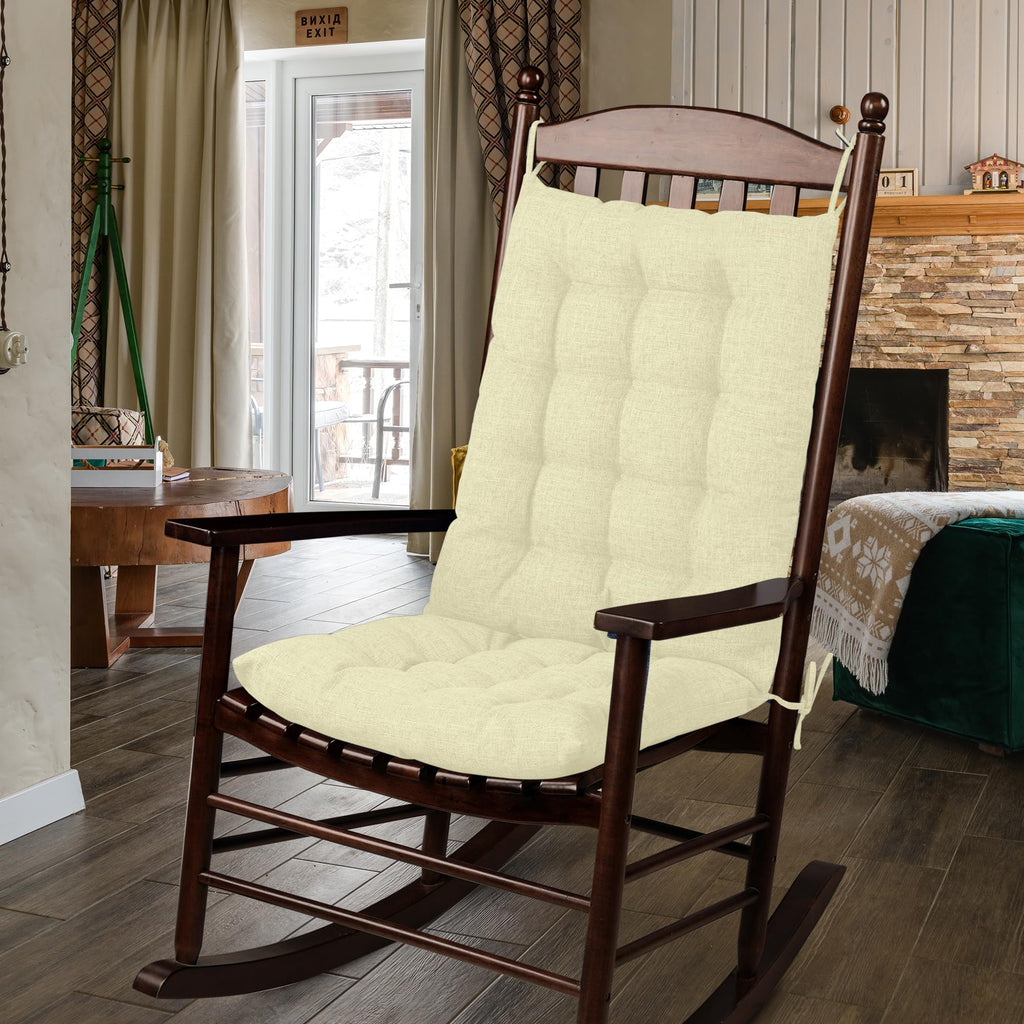 ELFJOY Rocking Chair Cushion Large Rocking Chair Pads with Ties Premium Tufted High Back and Seat Cushion 2 Piece Set Black
