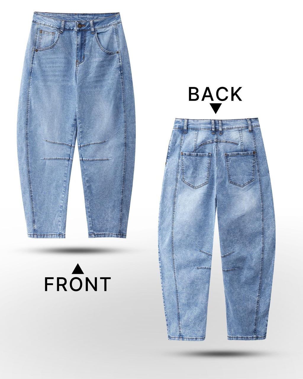 Utyful Barrel Jeans Women Cropped Baggy Trendy High Waisted Distressed Loose Stretch Denim Trouser Jeans with Pockets