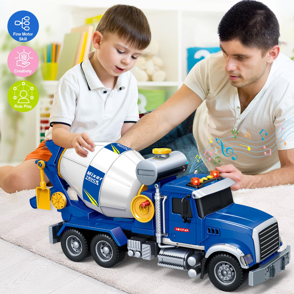 Bstoyder Kids Toys for 3 4 5 6 7 8 Years Old Boys, 15" Crane Truck Toy with Lights, Sounds, Toddler Friction Powered Truck Vehicle Toy for Boys Girls Birthday Gifts