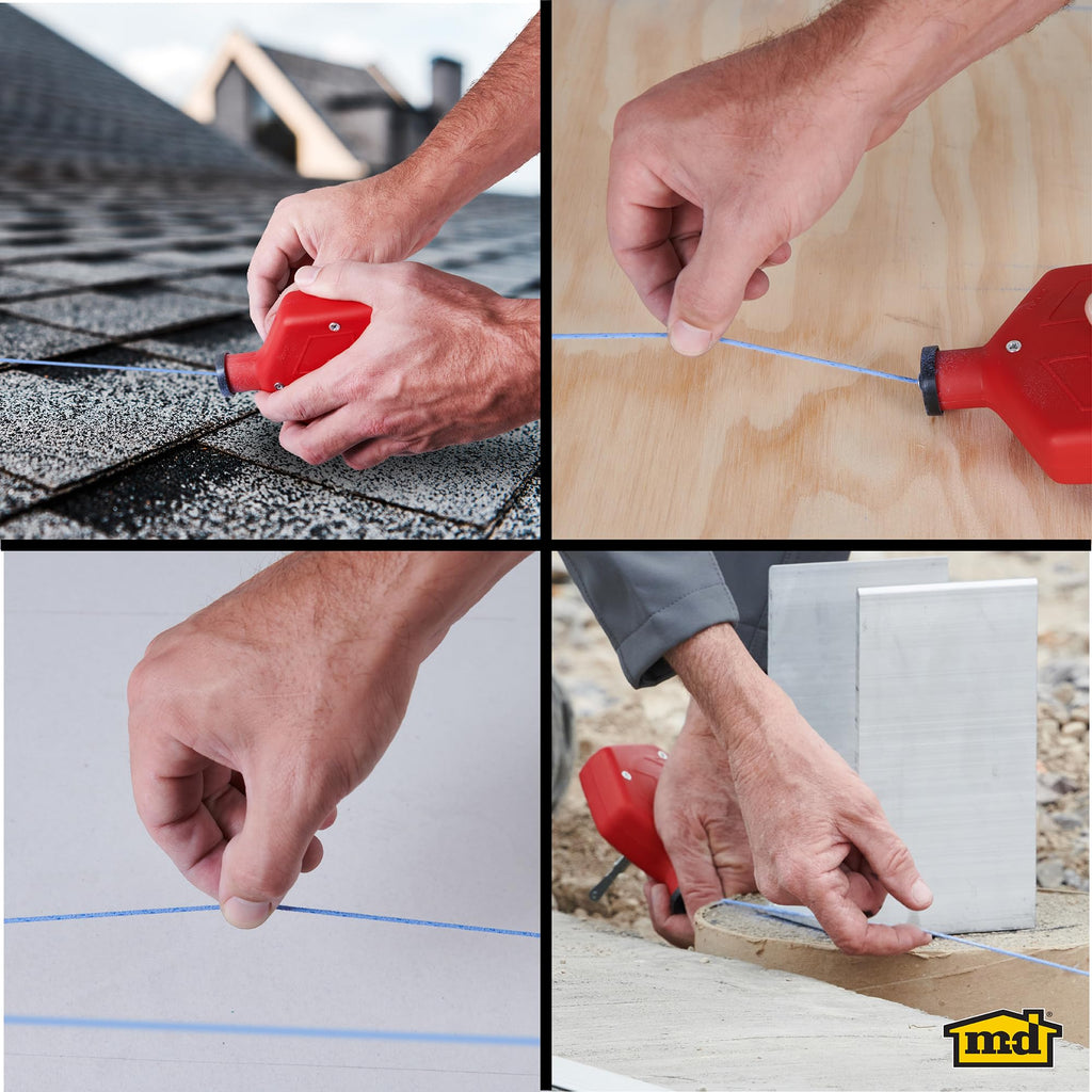 M-D Building Products 00805 ABS Tuff Line™ Contractor Chalk Reel, Durable and Reliable Chalk Line for Precision Marking, Ideal for Construction & Carpentry Projects (0.06 in. x 100 ft, Black)