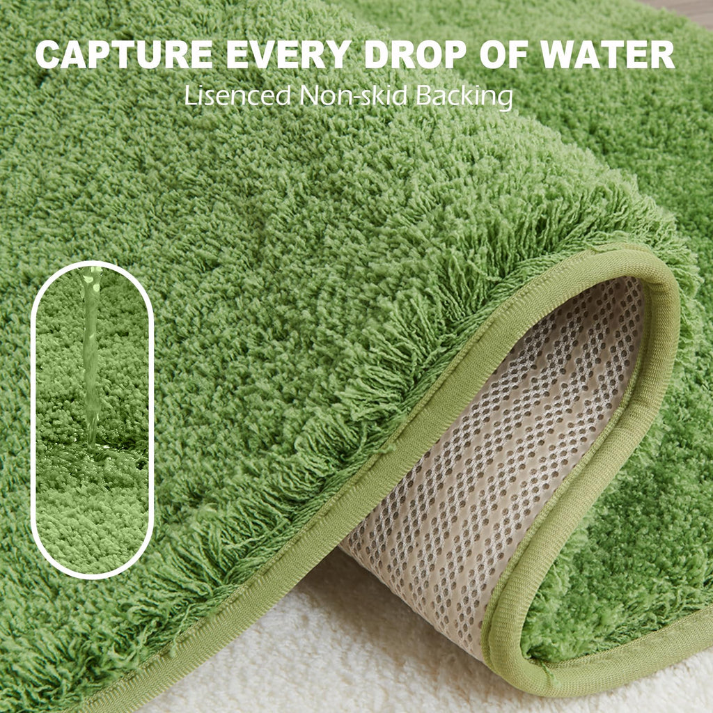 CozeCube Circle Fleece Bath mats for Bathroom, Fluffy Absorbent, Melange Quick Dry Microfiber Bath Rugs, Non Slip Washable Shower Mat Gifts, Brown, 24" X 16"