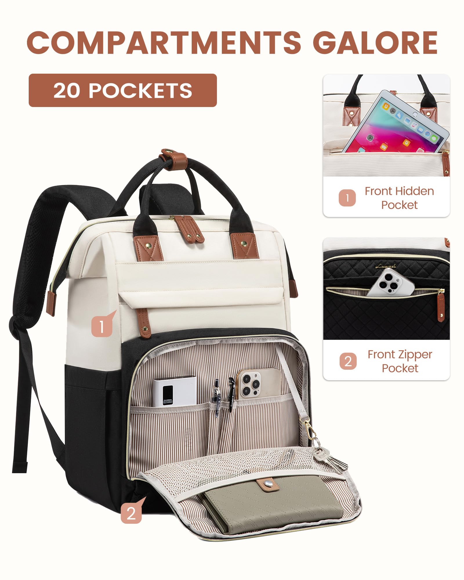 LOVEVOOK Laptop Backpack for Women, 15.6 inch Waterproof Nurse Bag Teacher Work Backpack Purse for Women, Travel Computer Backpack for College Office Business Ladies