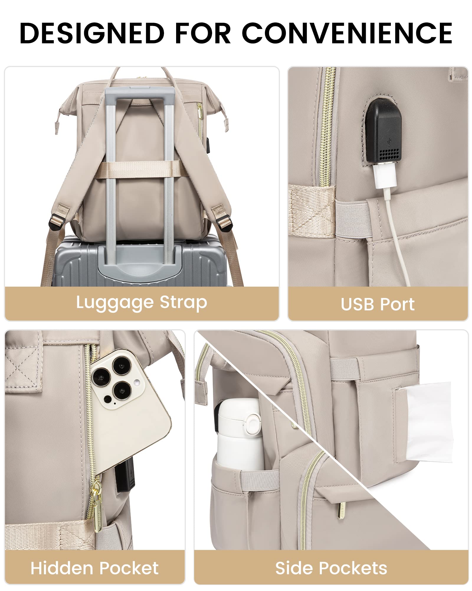 LOVEVOOK Laptop Backpack for Women with Giant Tumbler Holder Pocket, 15.6 Inch Work Daypack for Teacher Nurse, Computer College Bookbag Purse, Waterproof Travel Back Pack with USB Charging Port