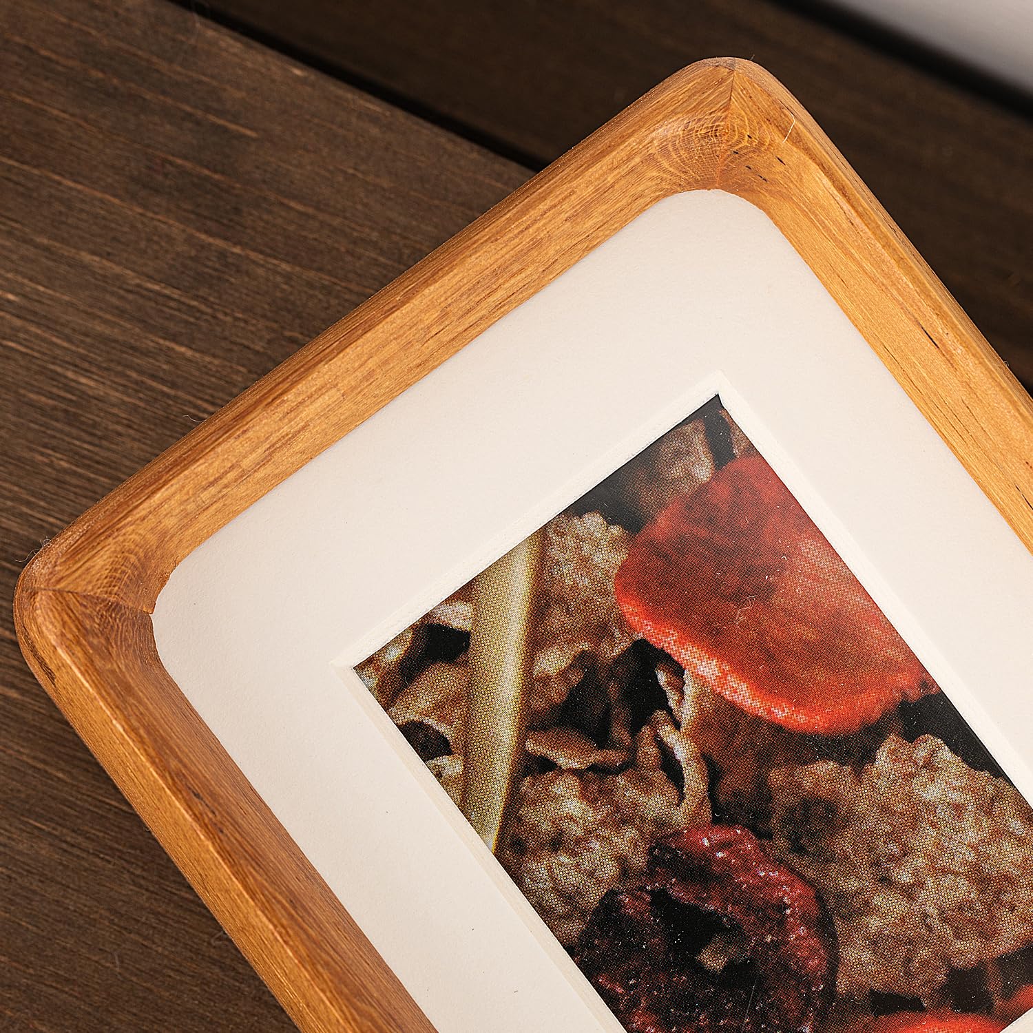 Mini Wood Picture Frame,Small Picture Frames 2x3 with Tiny Mat | Cute Polaroid Picture Frame,Teak Solid Natural Wood Tiny Photo Frame, Tabletop and Wall Mounting