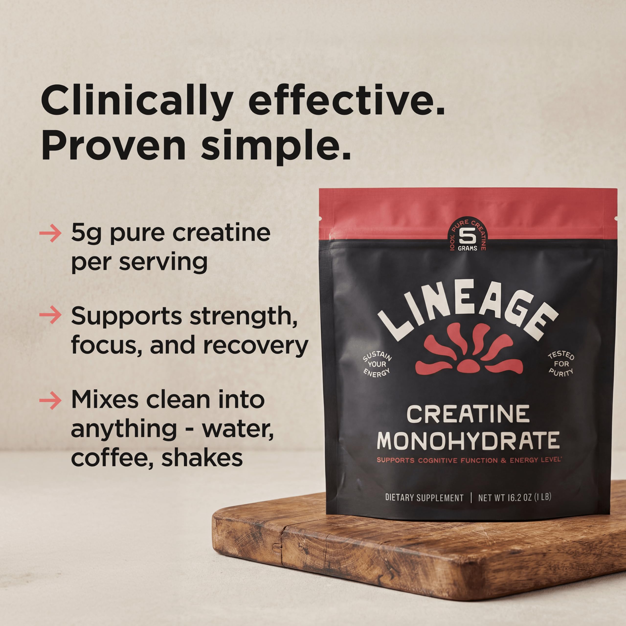Lineage Provisions Micronized Creatine Monohydrate with Sea Salt - Micronized Creatine Powder for Training & Performance – No Artificial Ingredients – 90 Servings