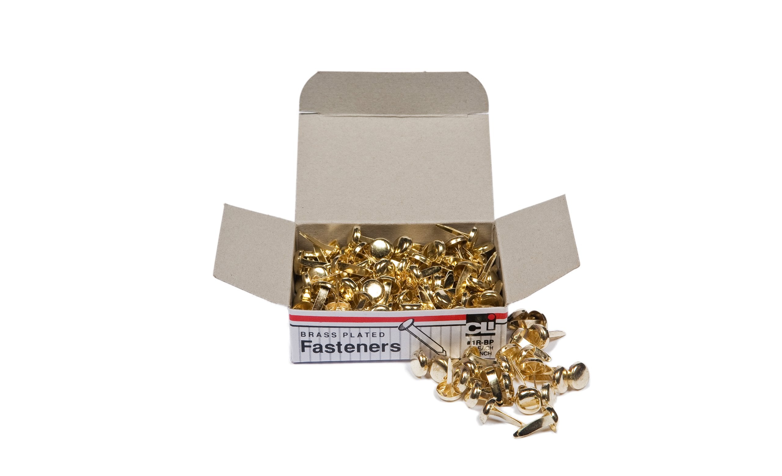 Charles Leonard Fasteners, Round Head, Brass Plated, 1/2 Inch Shank, 8 MM Head, 100-Pack (2R-BP)