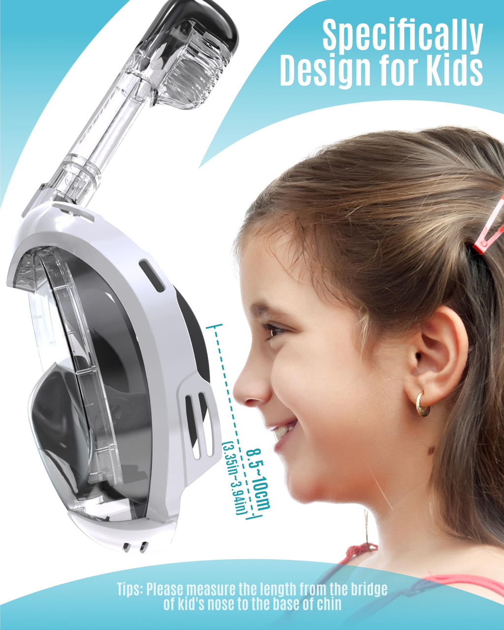 G2RISE Kids Snorkel Mask Full Face Snorkel Set, Snorkeling Gear for Kids with 180 Degree Panoramic View, Anti-Leak & Anti-Fog