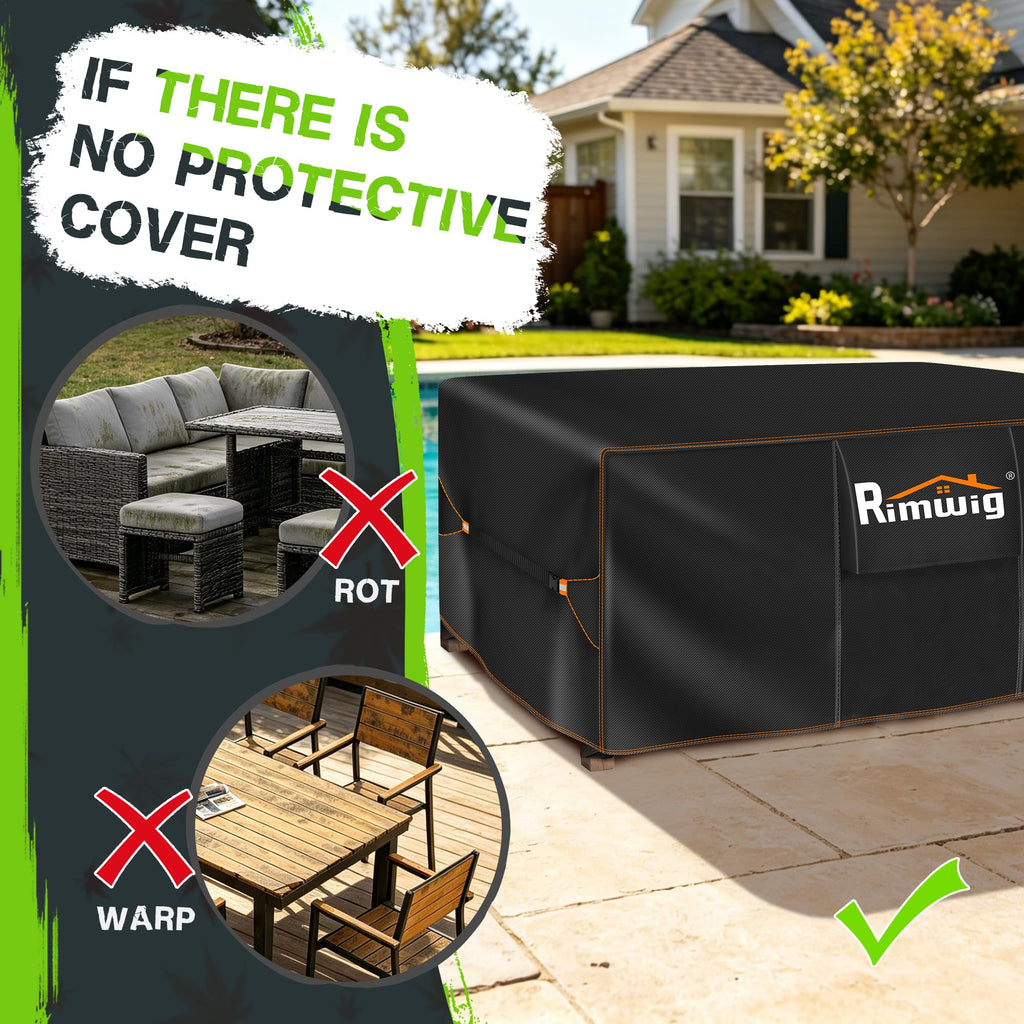 Extra large Patio Furniture Set Covers Waterproof, outdoor furniture covers clearance, Sectional Sofa Couch Set Covers, Outside Table Chair Set Cover Rectangular Heavy Duty 110" L x 57" W x 28" H