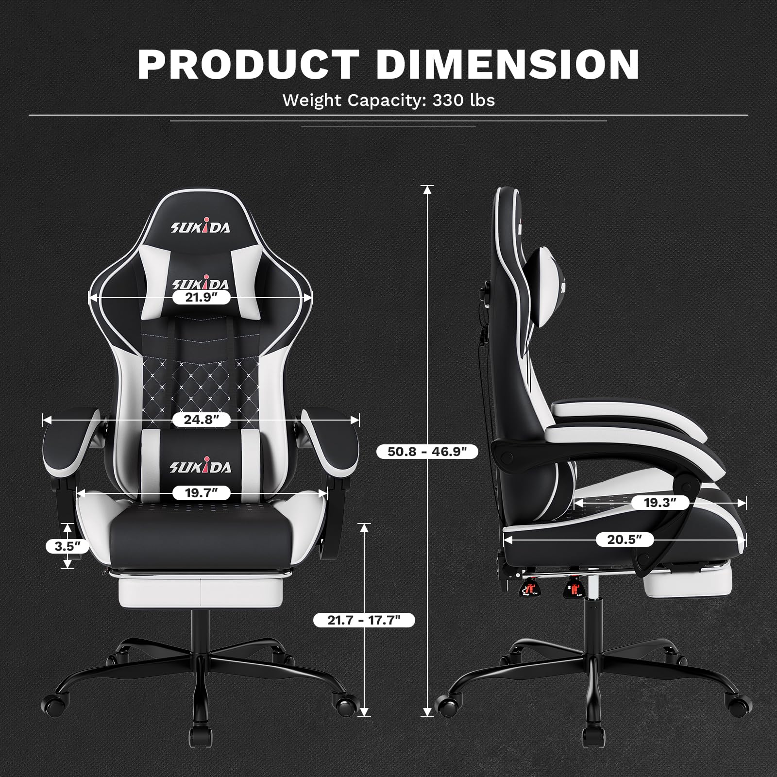 Ergonomic Video Gamer Chairs Gaming Computer Chair Gamer Chairs for Adults Massage Lumbar Support Swivel Height Adjustable Headrest Backrest