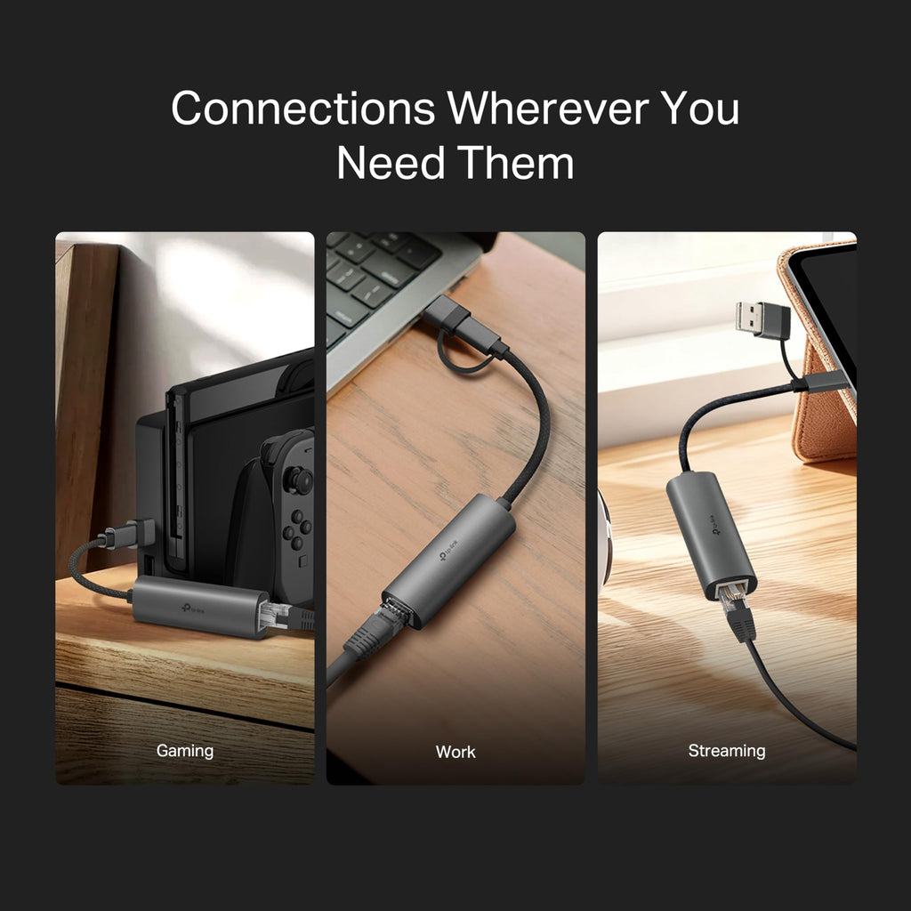 TP-Link Ethernet Splitter 1 to 2, 1000 Mbps High Speed Dual-Port Internet Splitter, Compatible w/ Cat8/7/6/5e/5, USB-C & Ethernet Cables Included, Aluminum Case, Plug and Play for Routers & More EH210