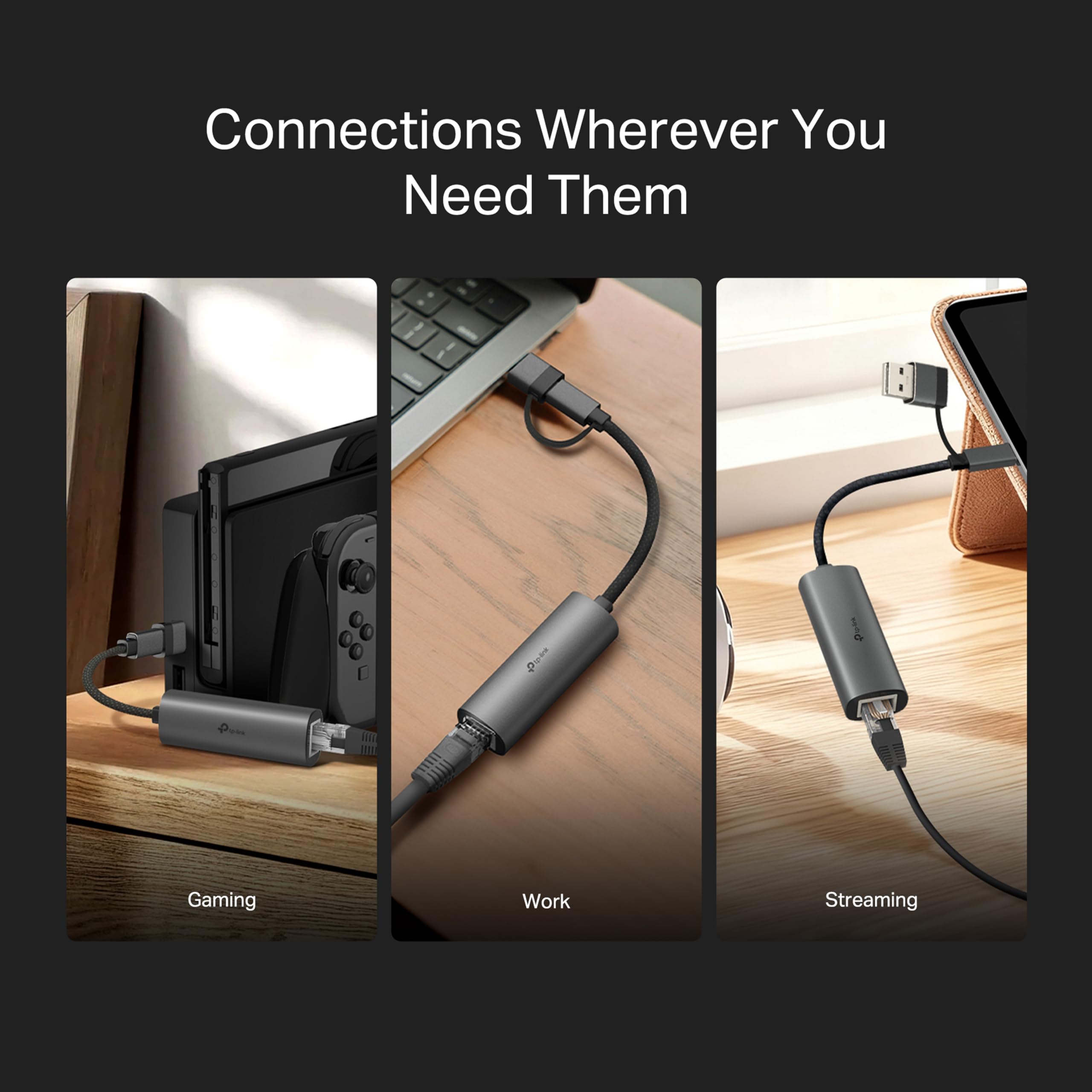 TP-Link Ethernet Splitter 1 to 2, 1000 Mbps High Speed Dual-Port Internet Splitter, Compatible w/ Cat8/7/6/5e/5, USB-C & Ethernet Cables Included, Aluminum Case, Plug and Play for Routers & More EH210