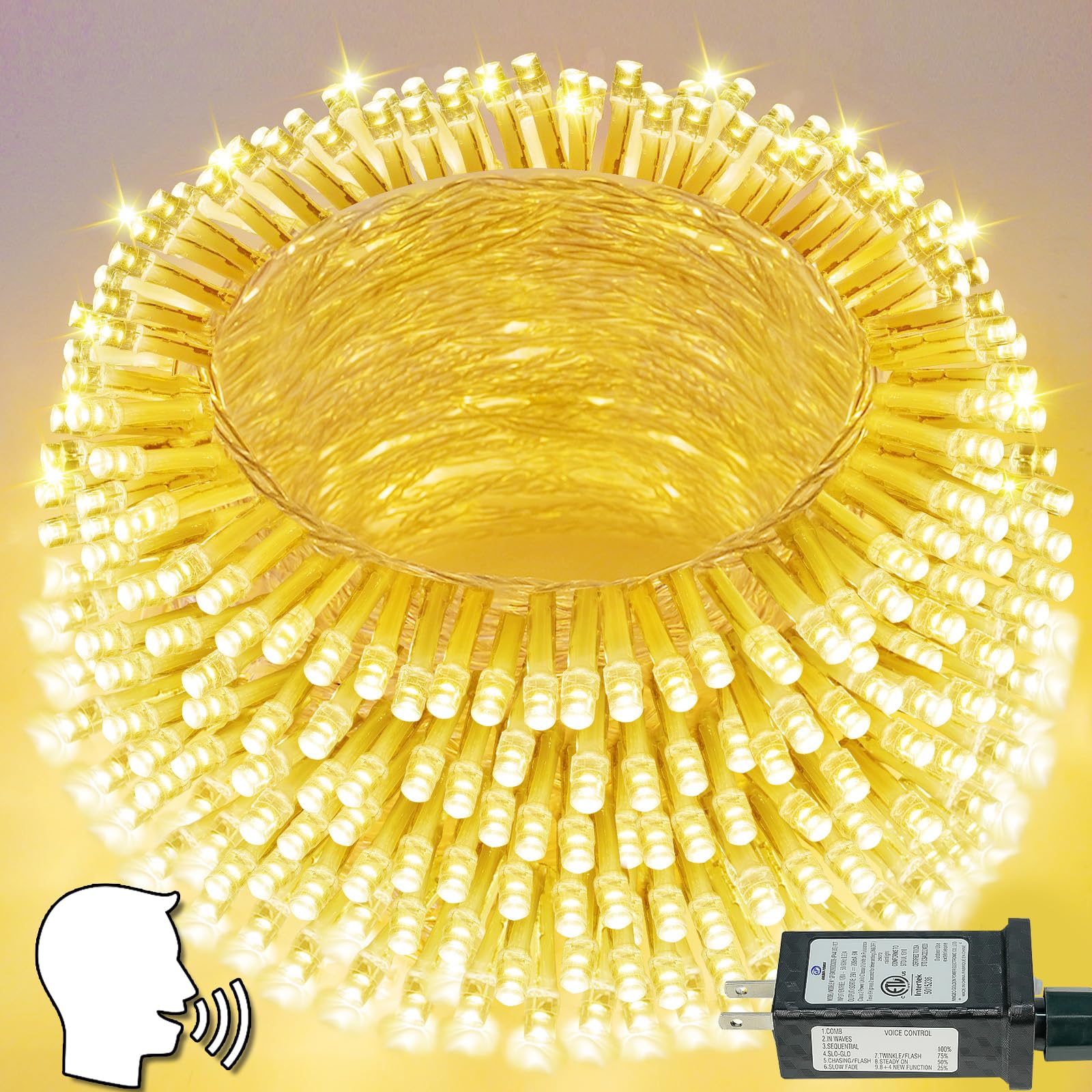 Connectable 100 LED String Lights Indoor Outdoor, 33FT Warm White Christmas Lights Waterproof, 13 Modes with Timer, Twinkle Fairy Lights Plug in Clear Wire for Christmas Tree, Bedroom, Classroom Decor