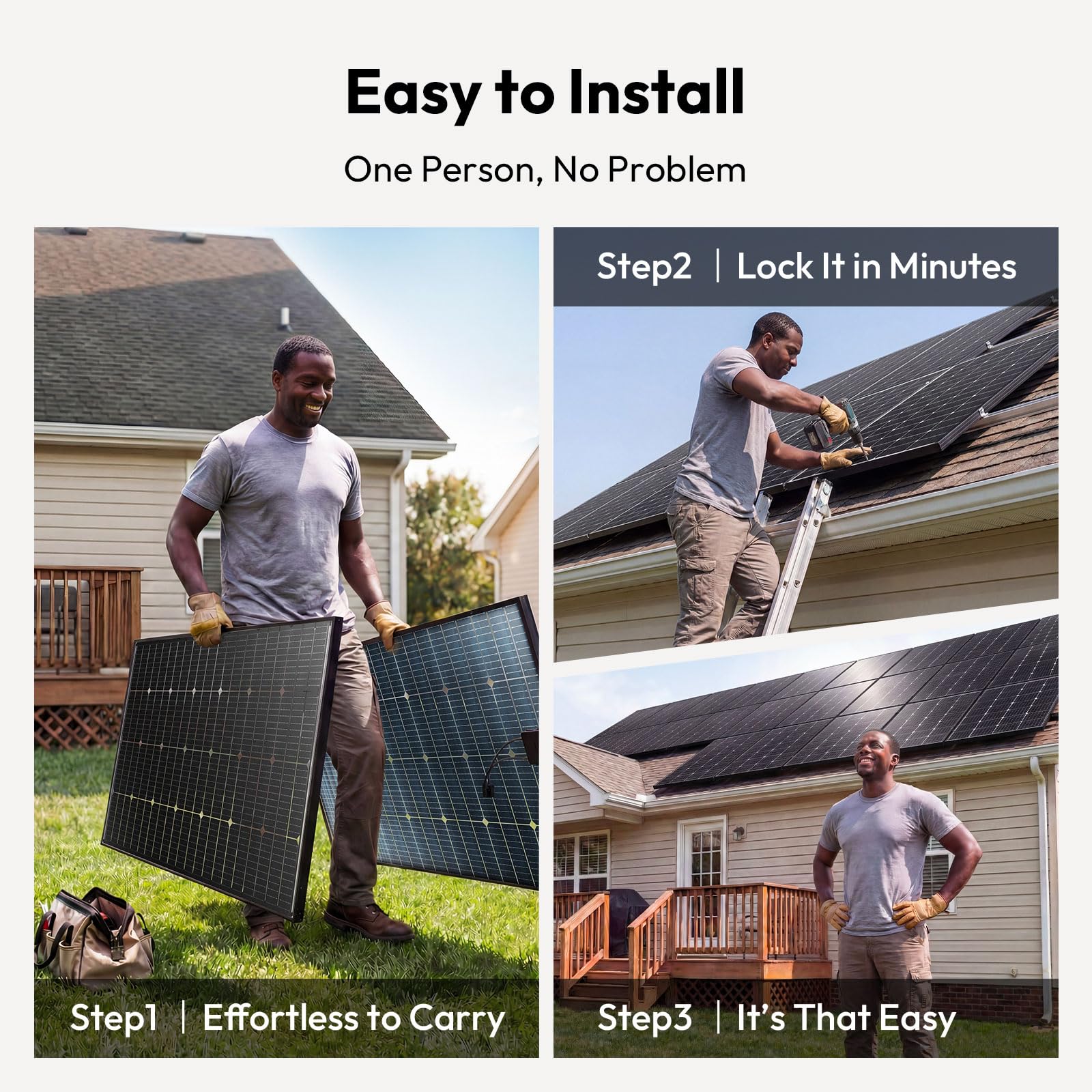 JJN 100 Watt Solar Panels, 10BB Monocrystalline 12V 100W Solar Panel, 23% High Efficiency PV Module Power Charger for RV, Home, Farm, Boat, Caravan and Off-Grid Applications