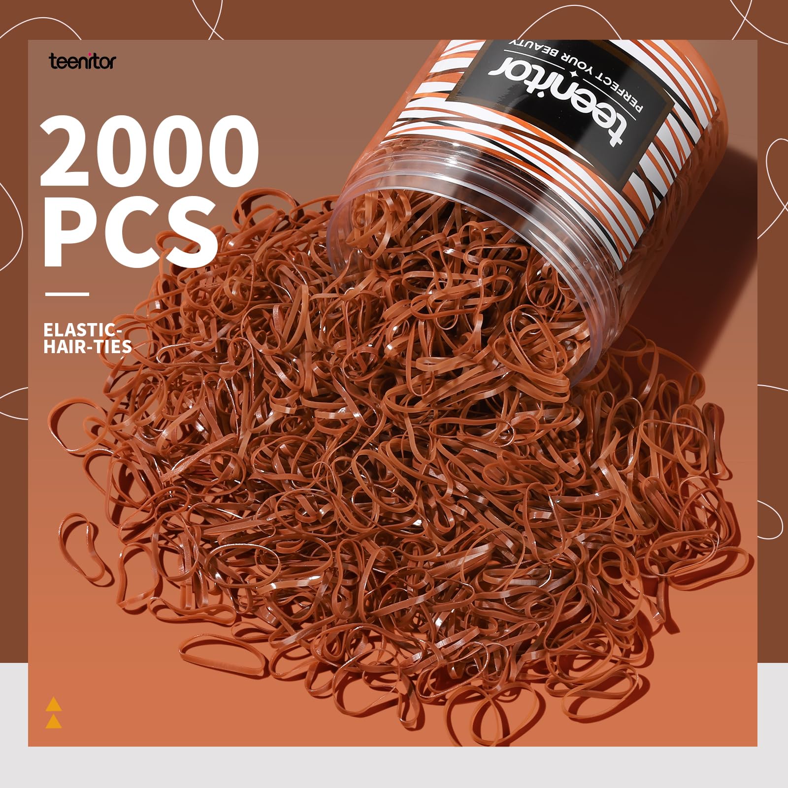 Teenitor Clear Elastic Hair Bands, 2000pcs Mini Hair Rubber Bands, Hair Ties, Soft Hair Elastics Ties, 2mm in Width and 30mm in Length
