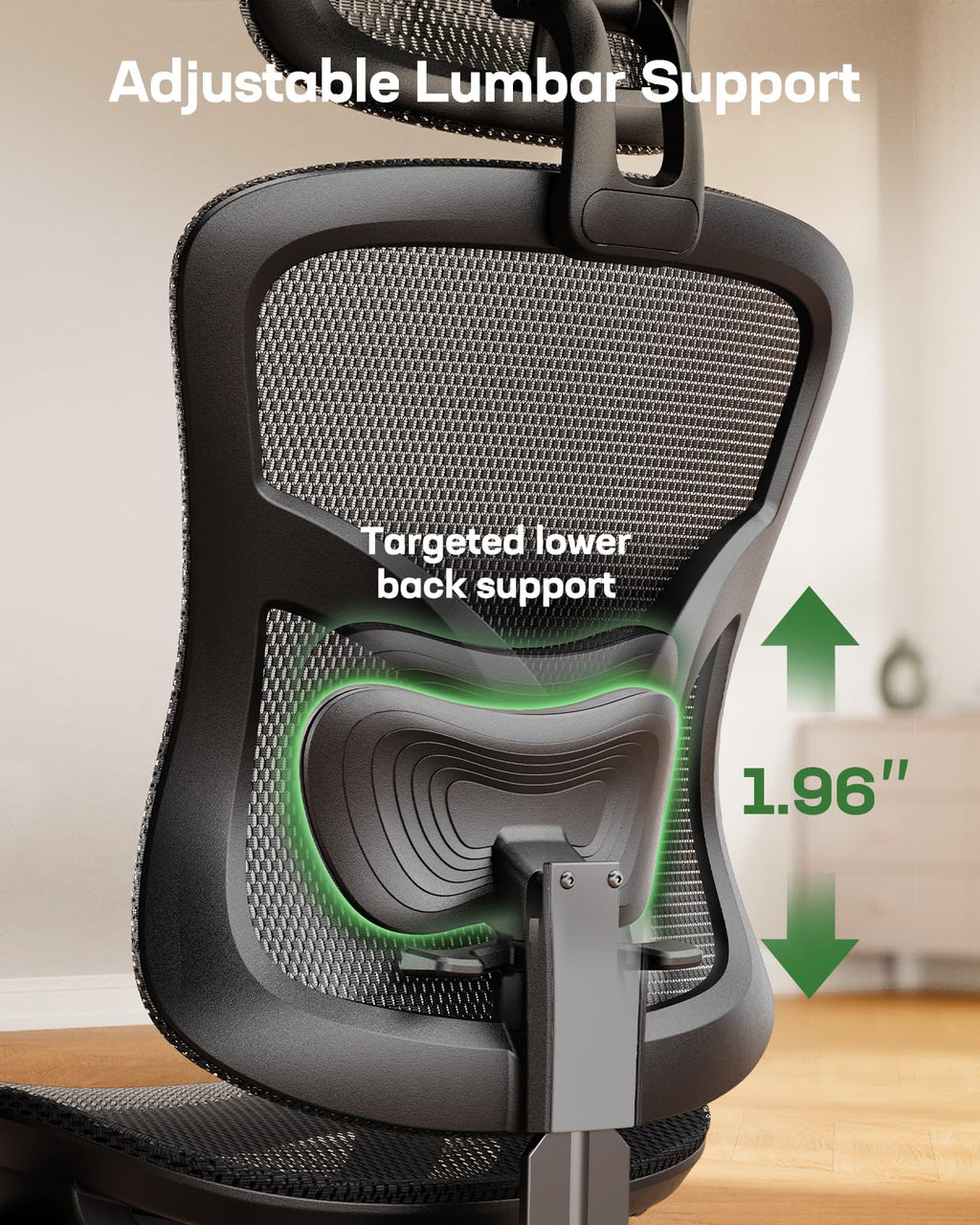 Marsail Office Chair Ergonomic Desk Chair with 3 Ways PU Armrests and Adjustable Lumbar Support Breathable Mesh Computer Chair Executive Rolling Swivel Comfy