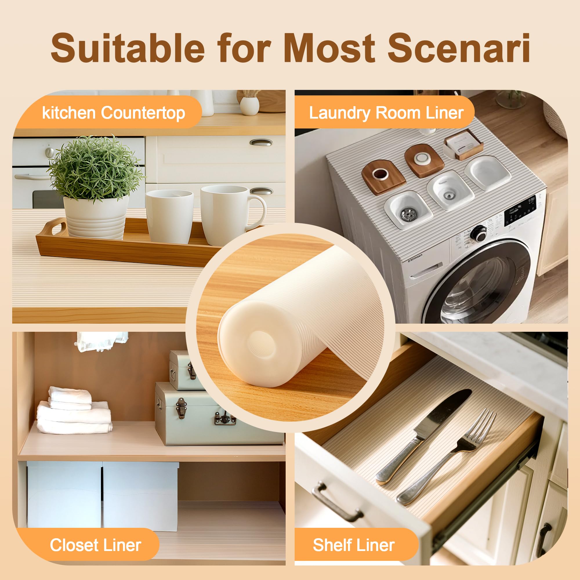 FEXIA Shelf Liner for Kitchen Cabinets Drawer Non Adhesive Non-Slip Liner 12 Inches x 20 FT Waterproof & Oil-Proof Durable Material Fridge Liner for Shelves
